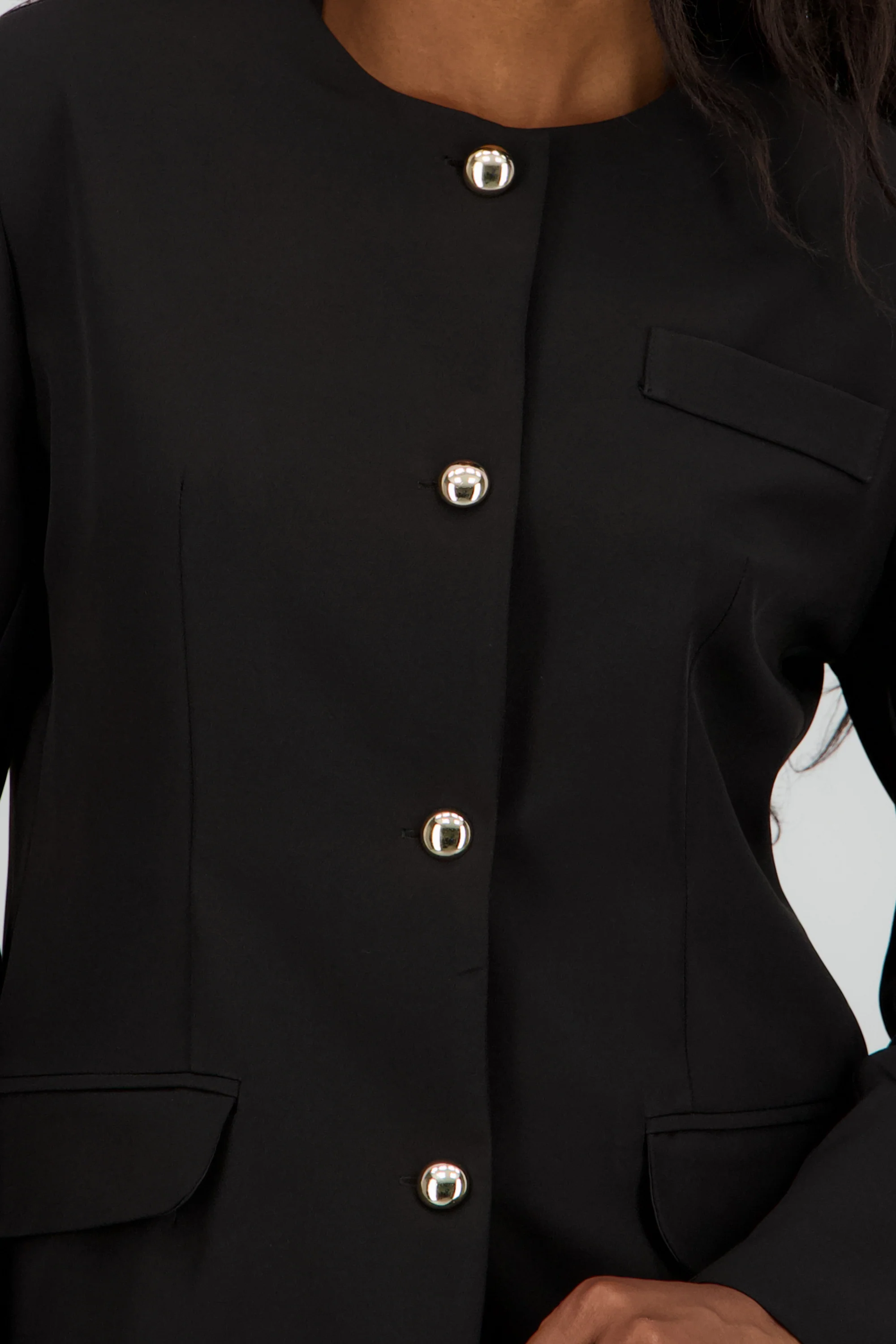 Blazer cuello redondo boton dorado - Image 5