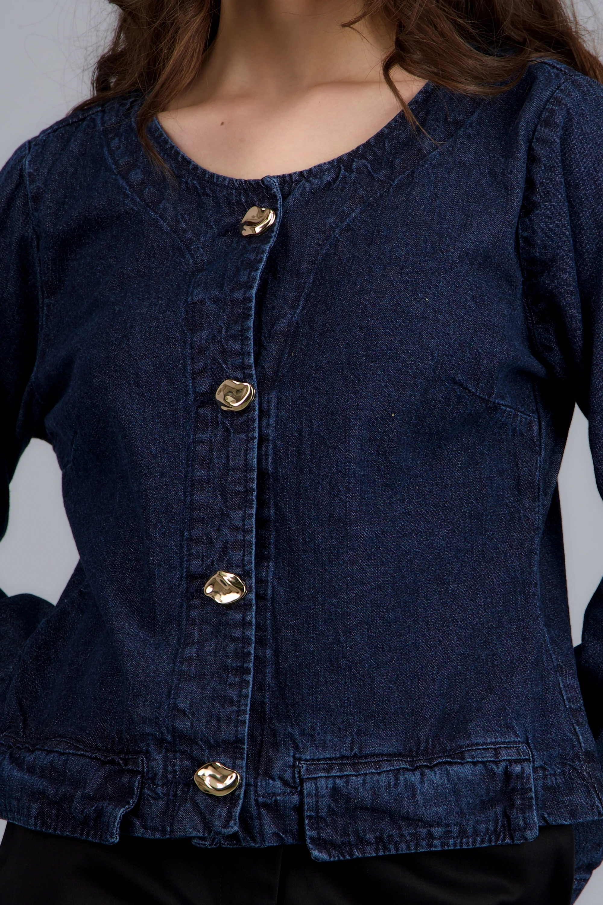 blazer denim cuello redondo - Image 5