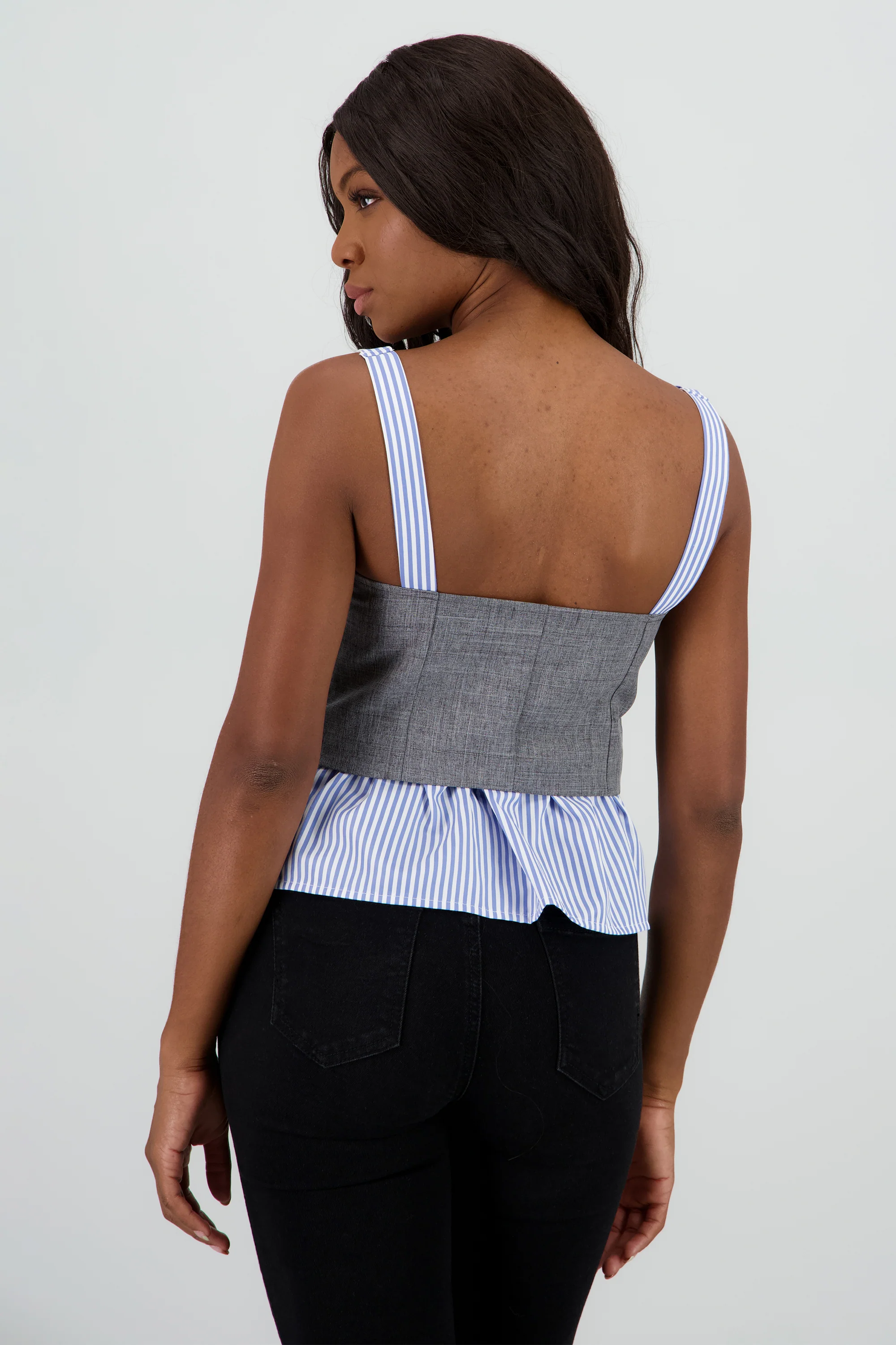 Blusa combinada de tirantes con botones - Image 5