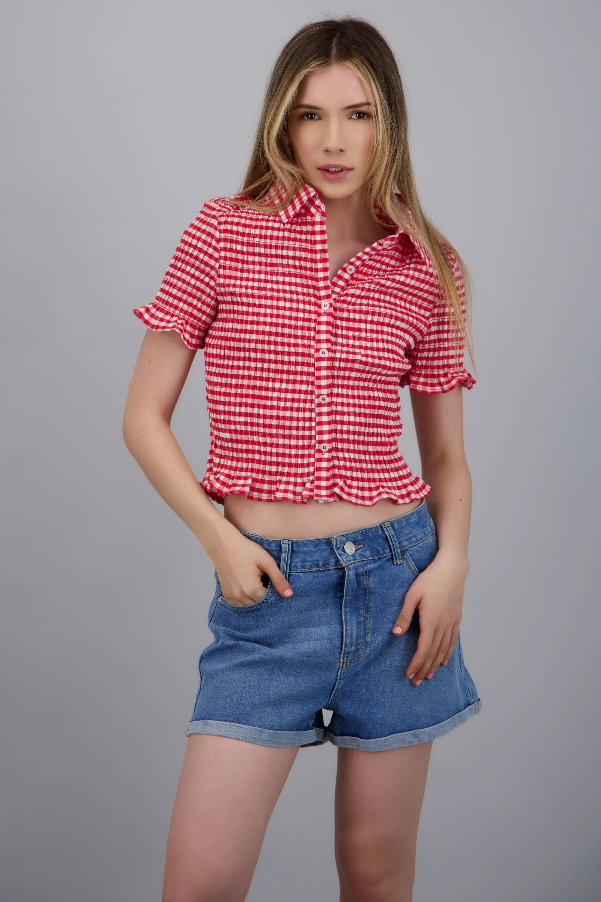 Blusa con manga corta ginham