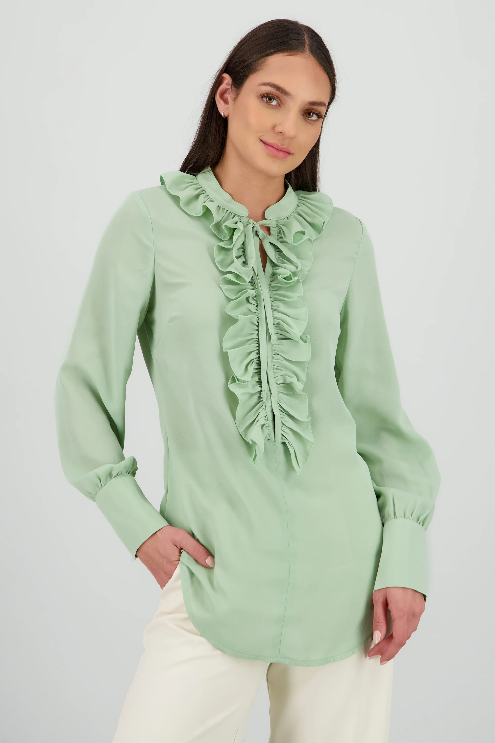 Blusa manga larga boho escote en v