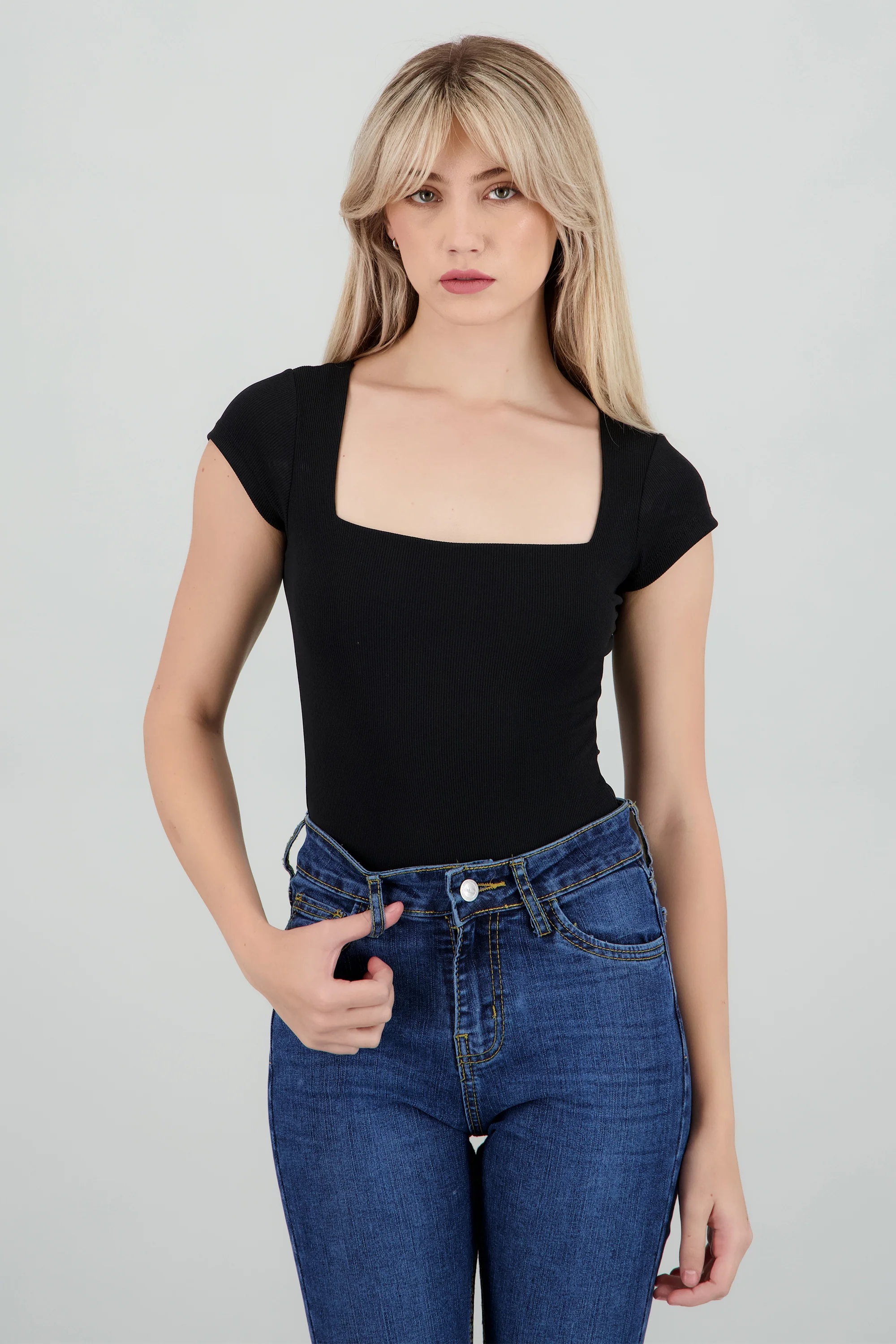 Body escote cuadrado rib