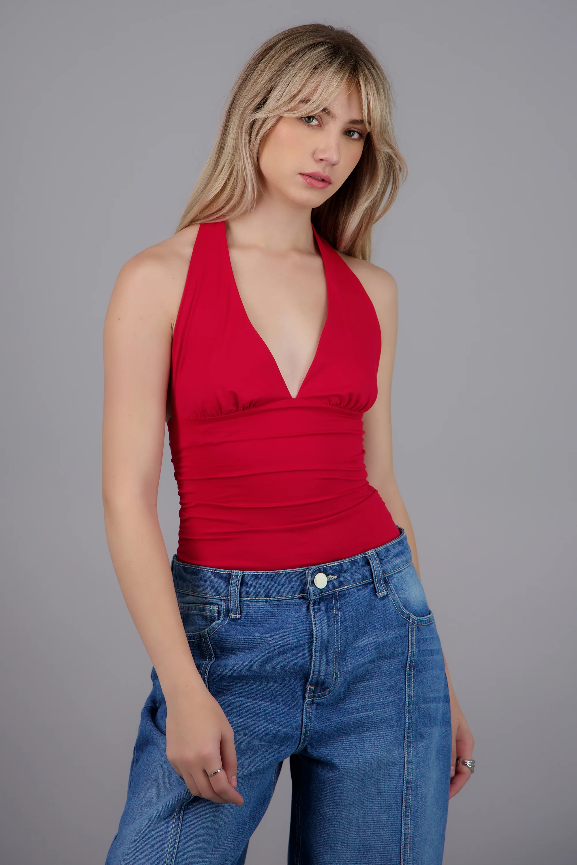 Bodysuit halter drepado en costados - Image 2