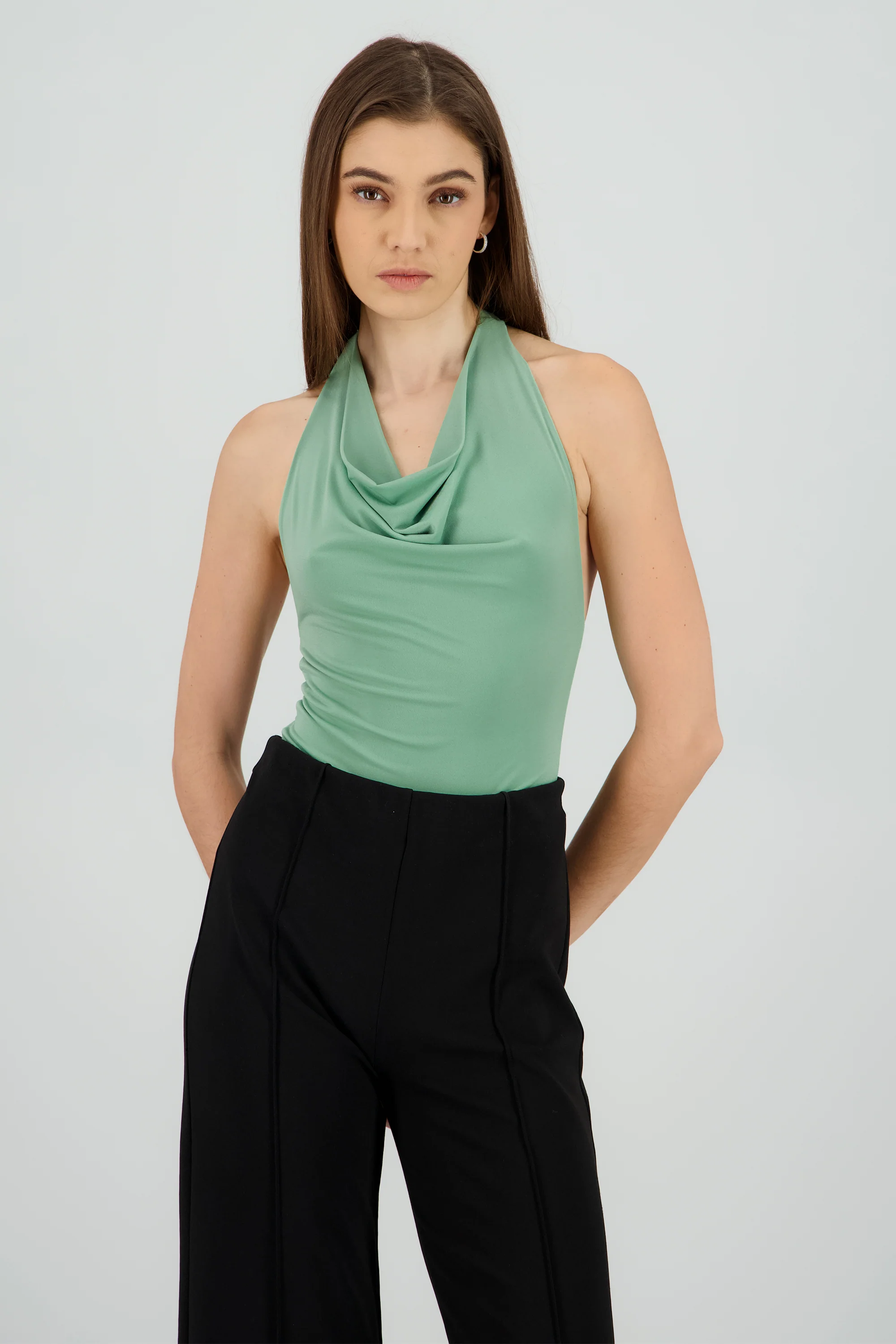 BODYSUIT HALTER ESCOTE CASCADA DRAPEADO - Image 2