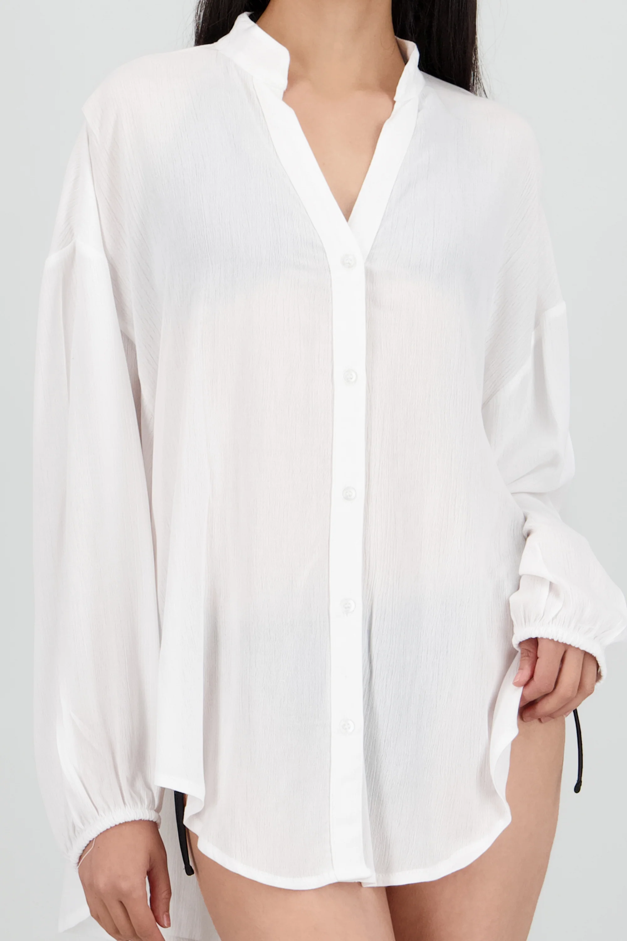 Camisa ligera detalle mangas sin cuello - Image 5