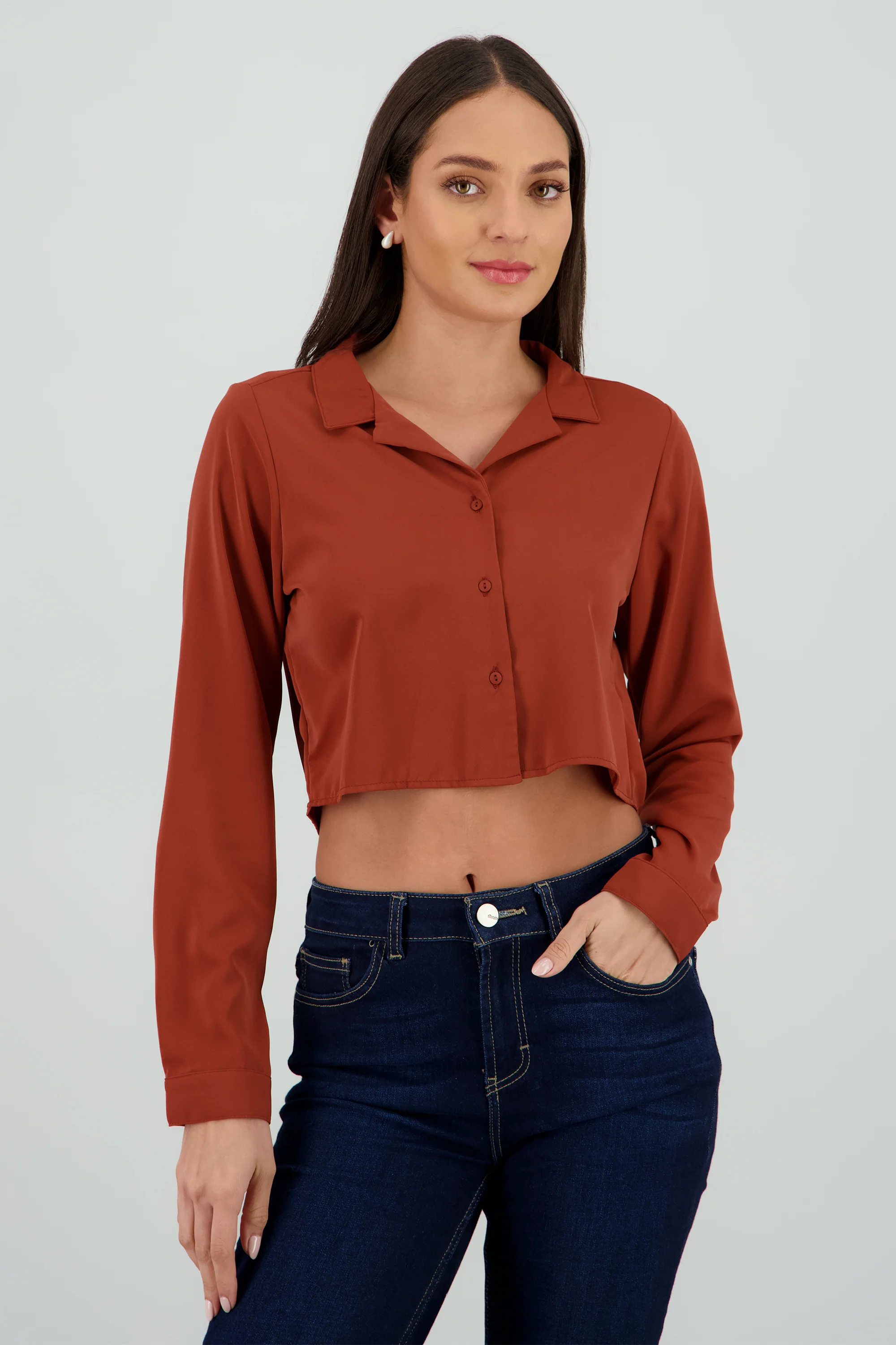 Camisa lisa manga larga