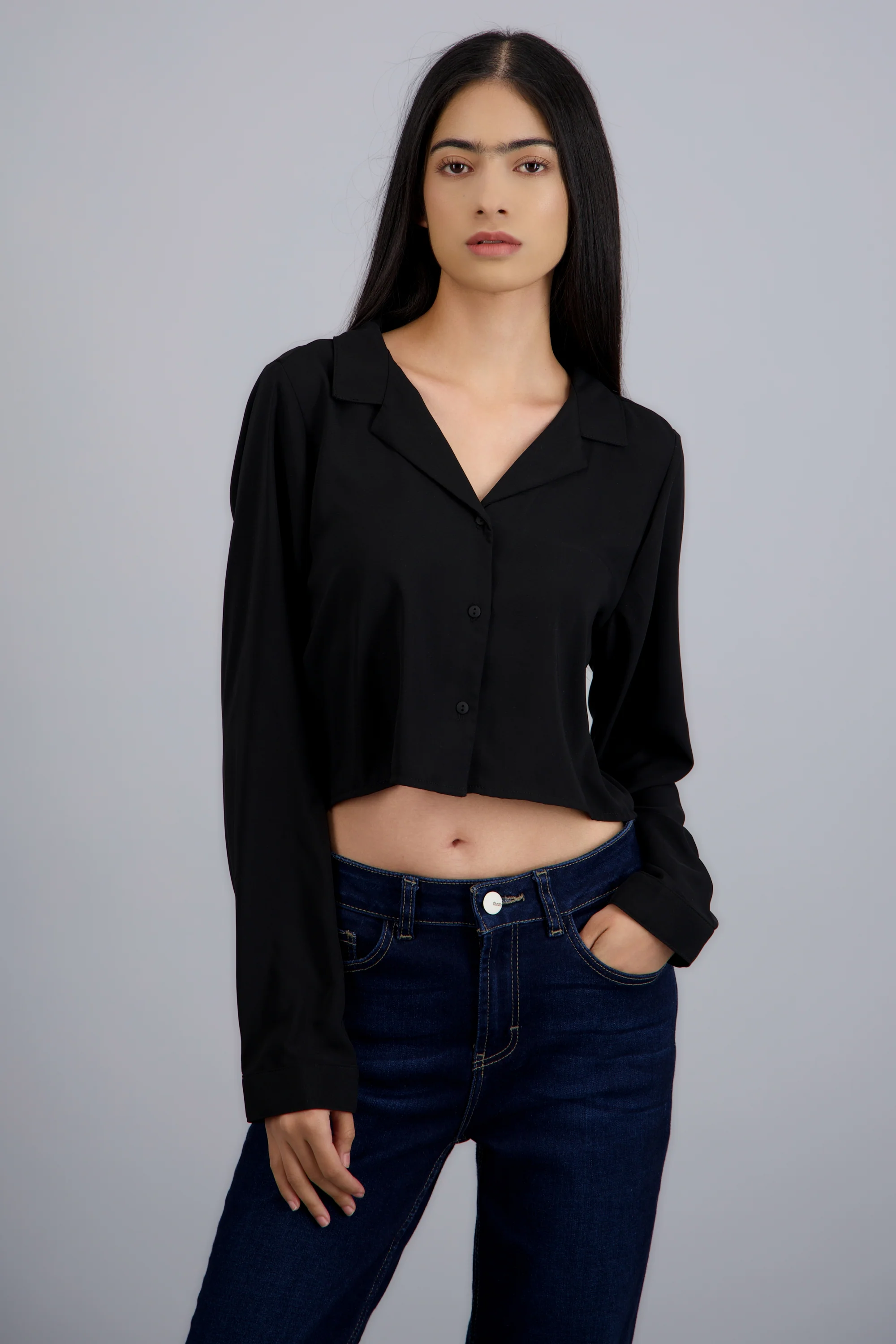 Camisa lisa manga larga