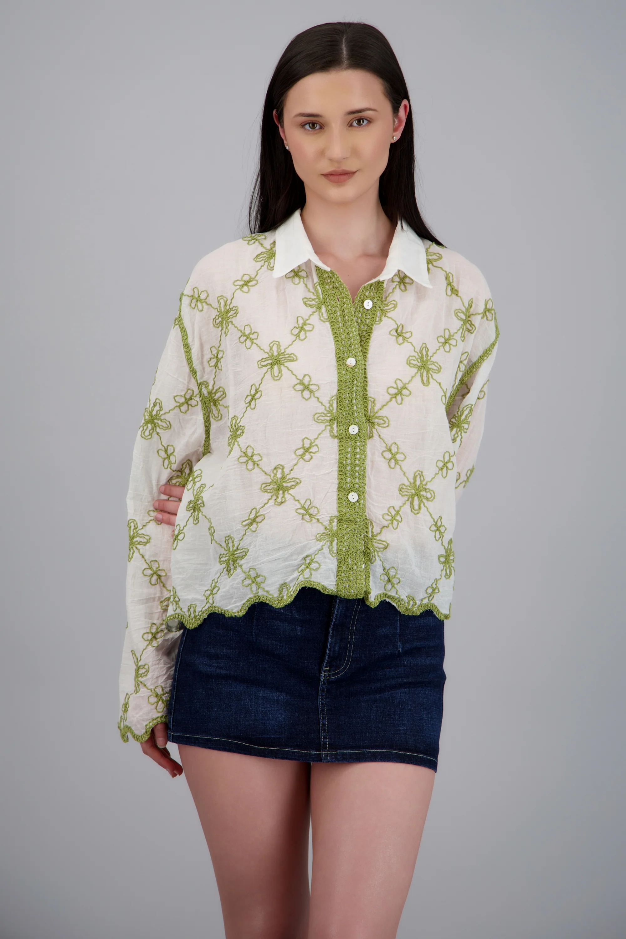 CAMISA M/L DET BORDADO FLORES - Image 3