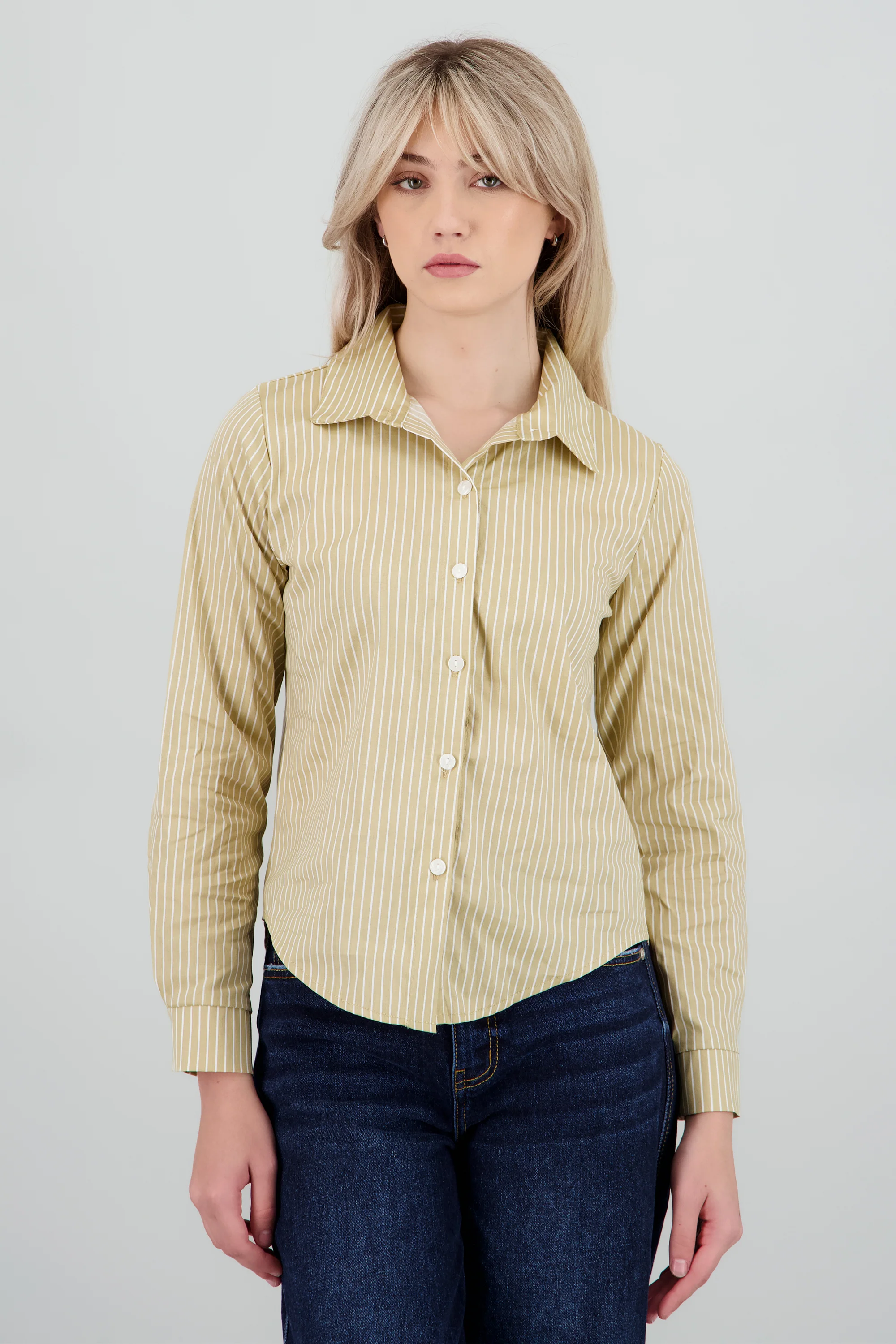 Camisa slim manga larga rayas