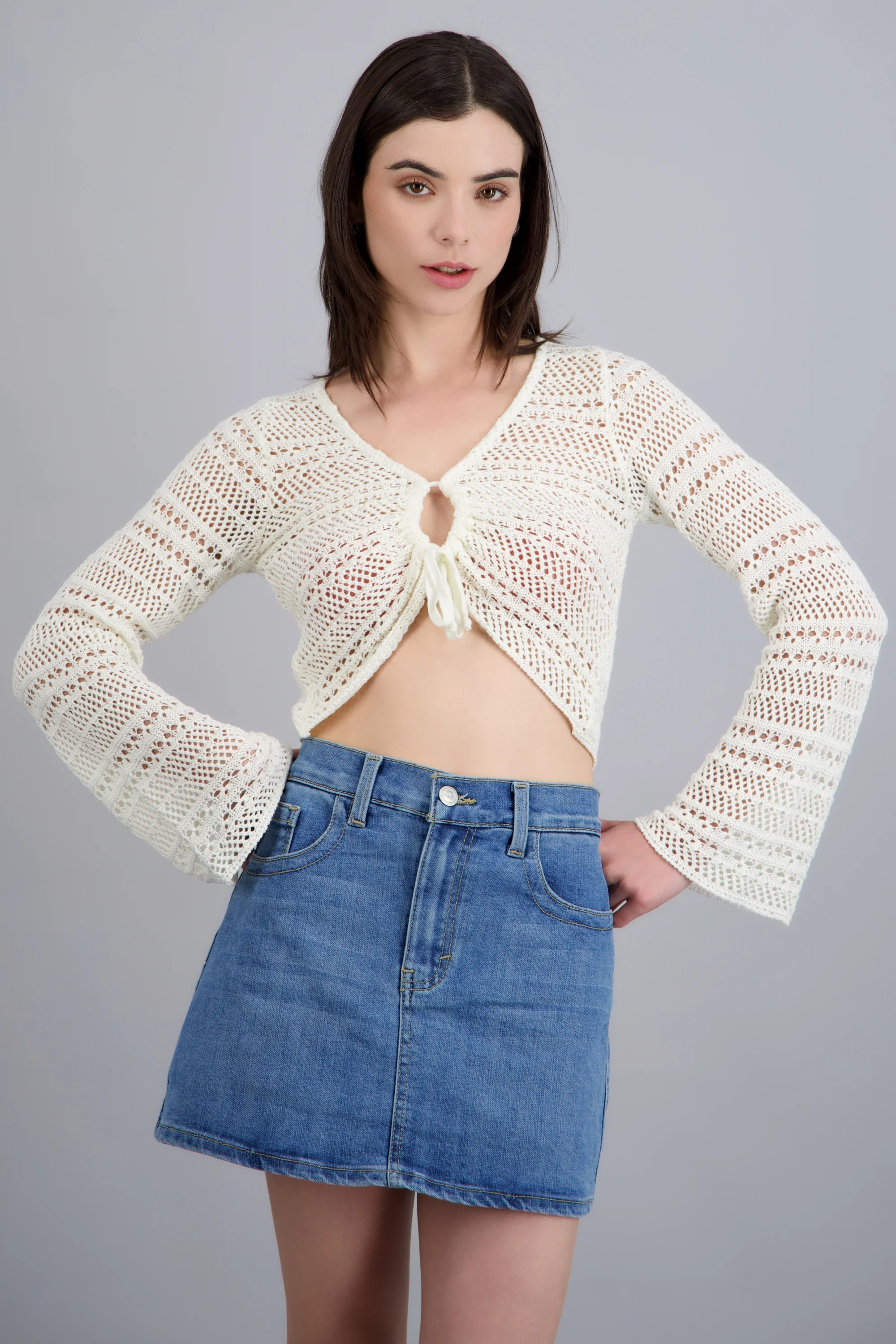 Cardigan calado detalle jareta - Image 3