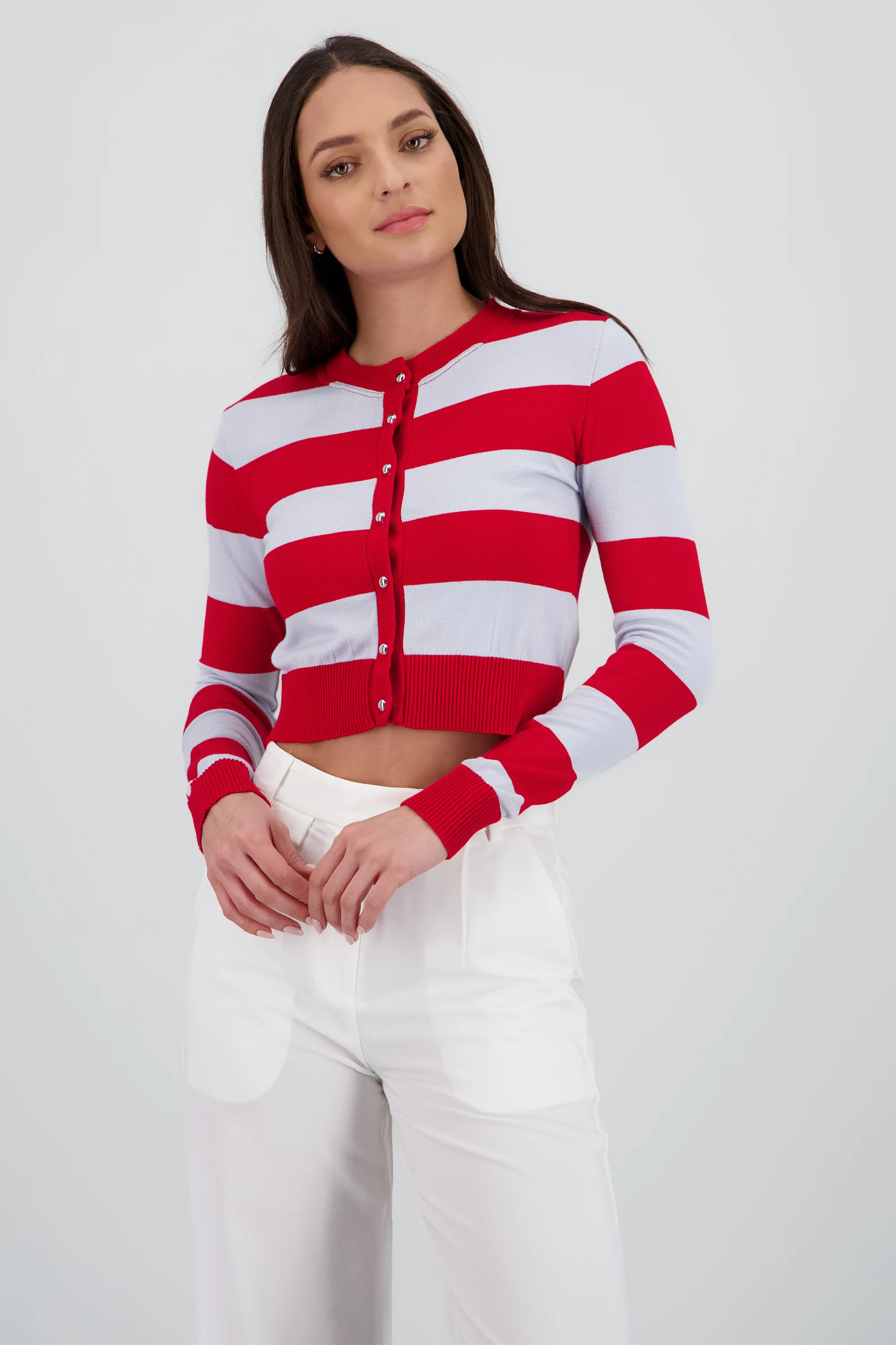 Cardigan de rayas anchas viscosa