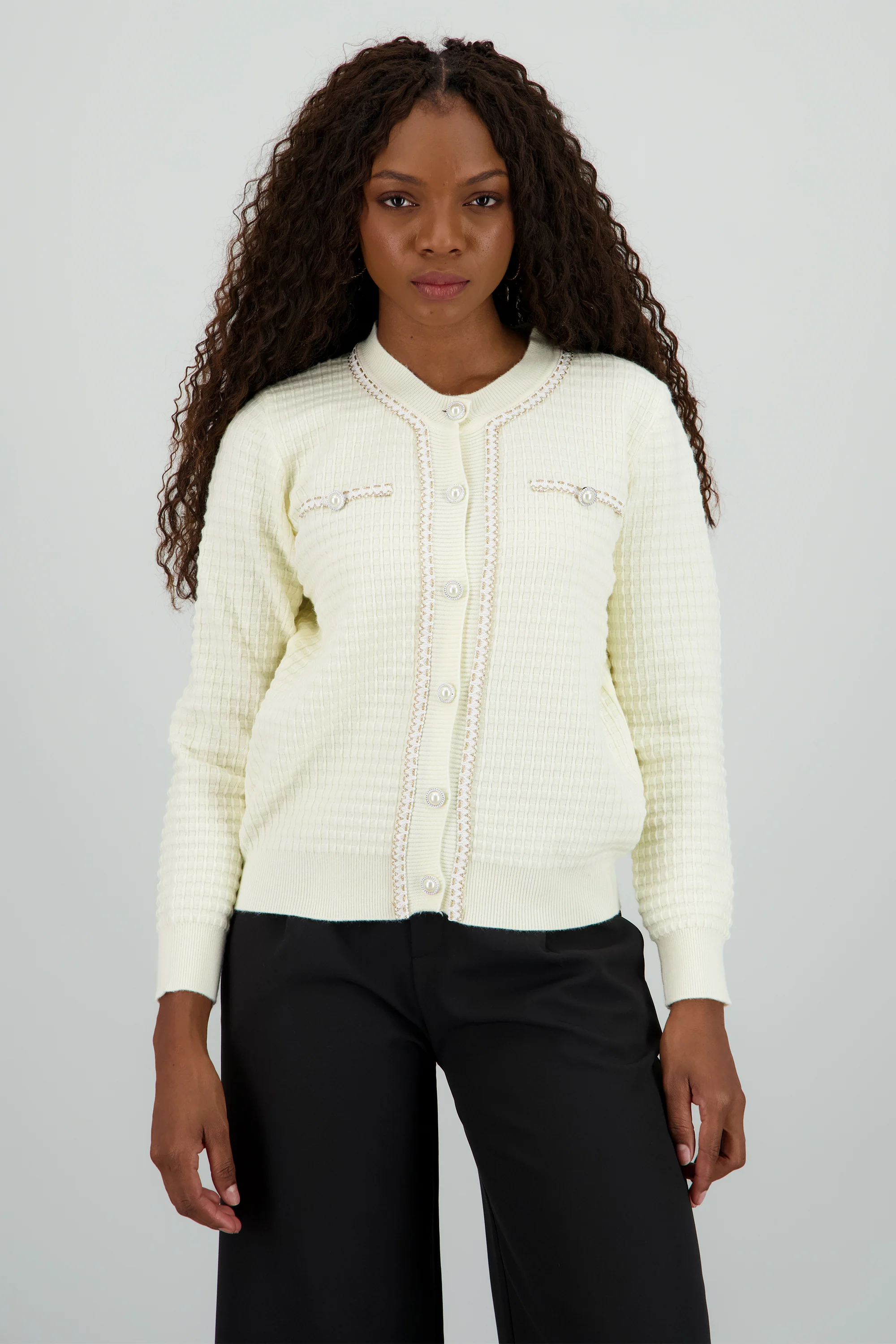 Cardigan detalle boton perla - Image 2