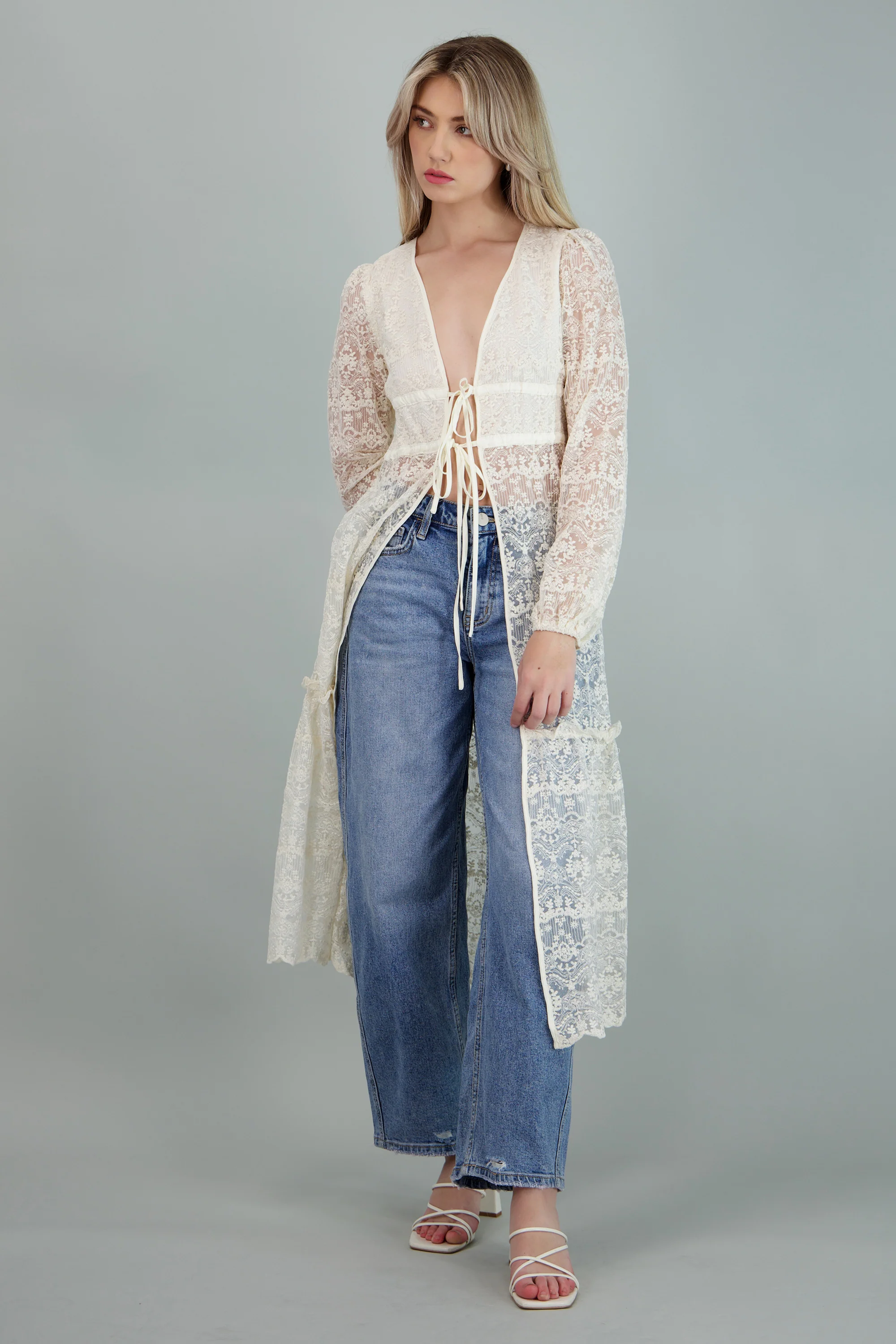 CARDIGAN ENCAJE M/L DET MOÑO