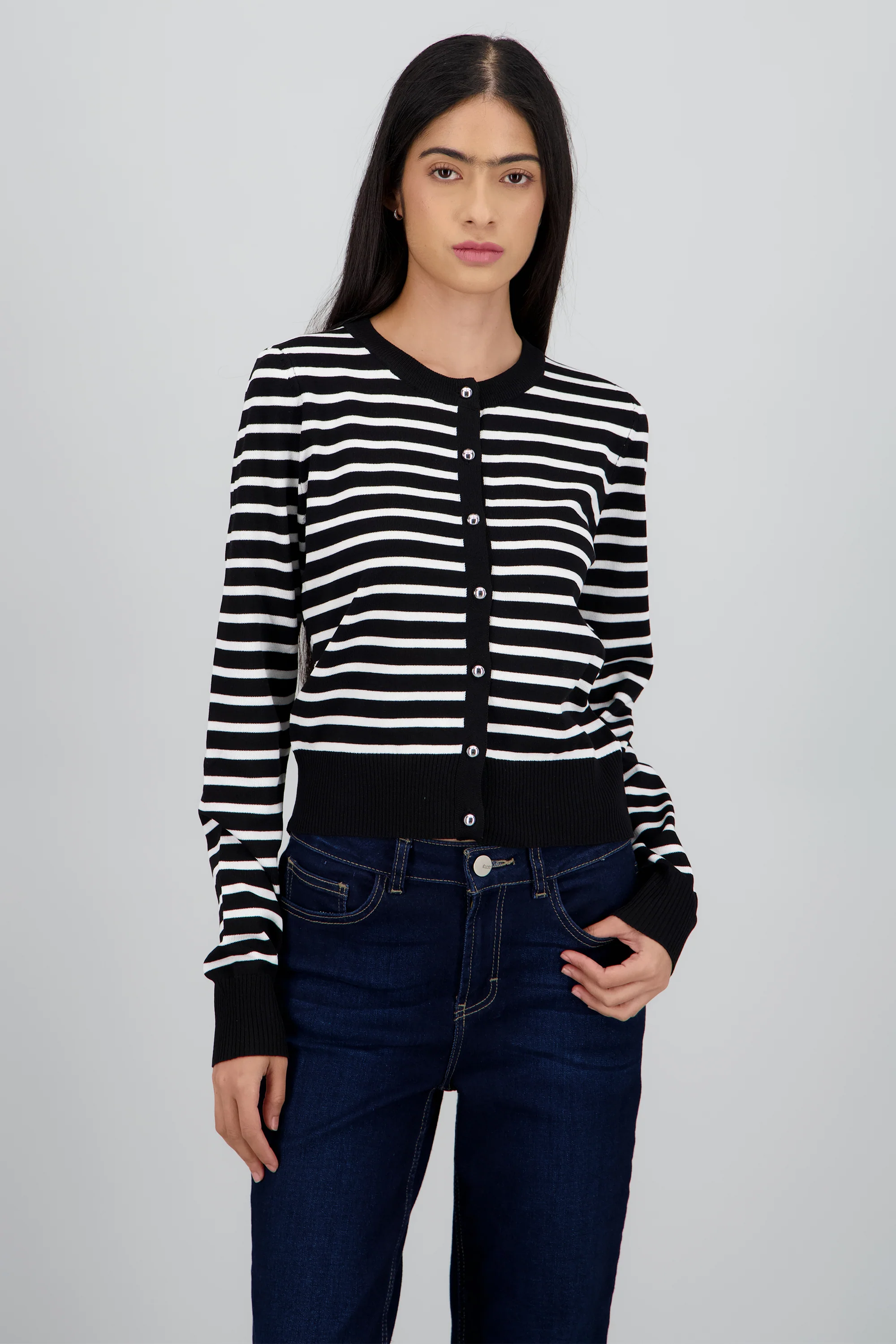 Cardigan rayas detalle botones - Image 2