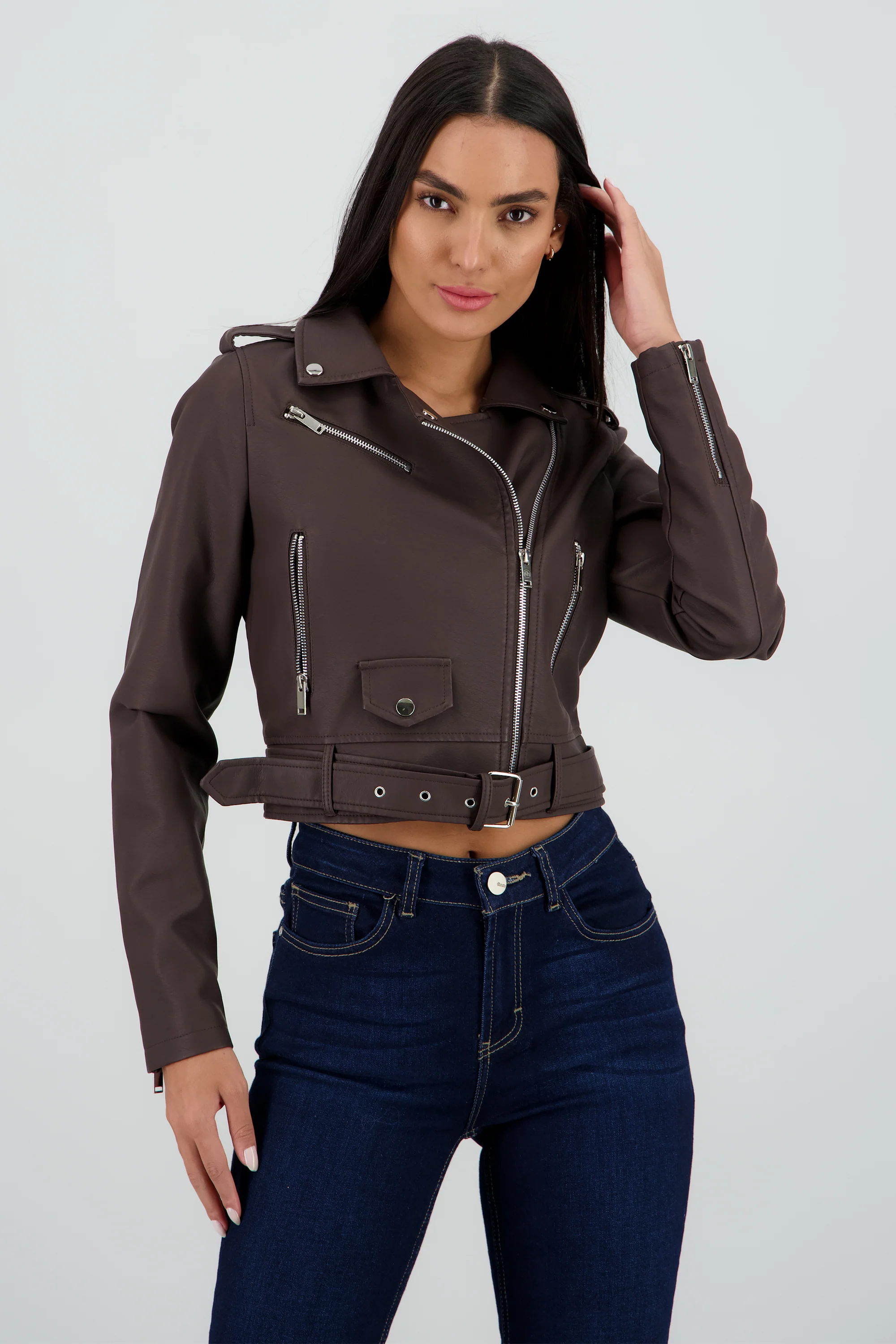 Chamarra Biker Efecto Piel Cierre - Image 2