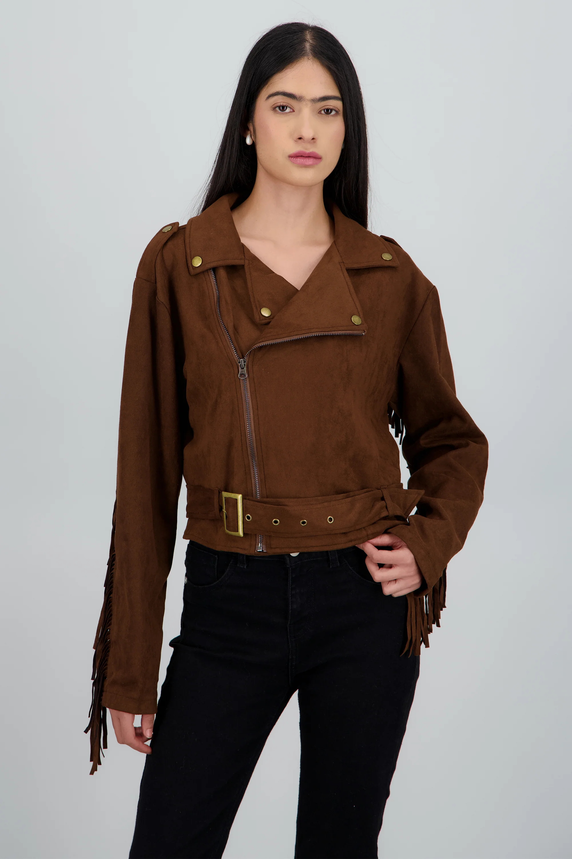 Chamarra biker flecos suede - Image 2