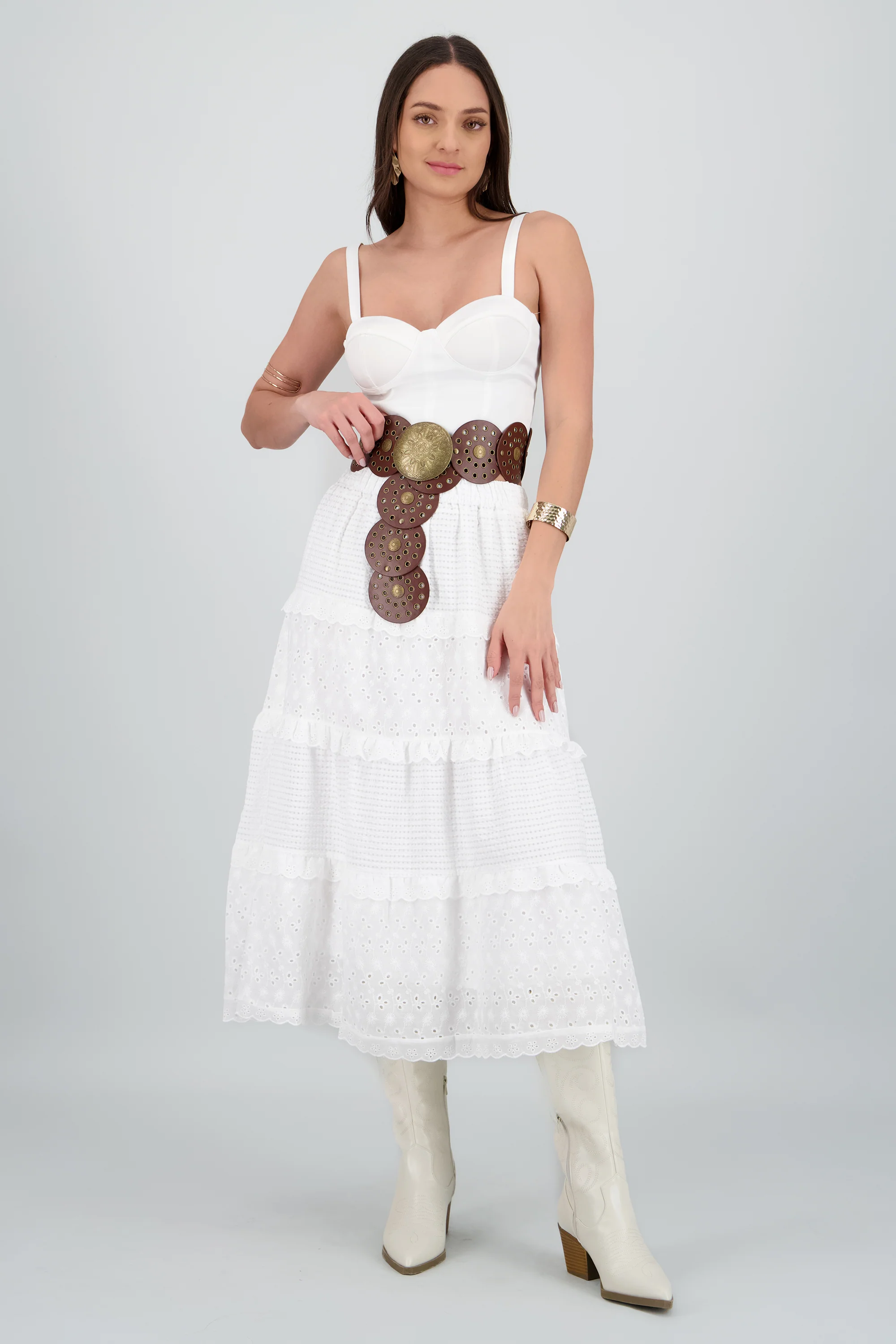 Cinturon boho circulos eyelets
