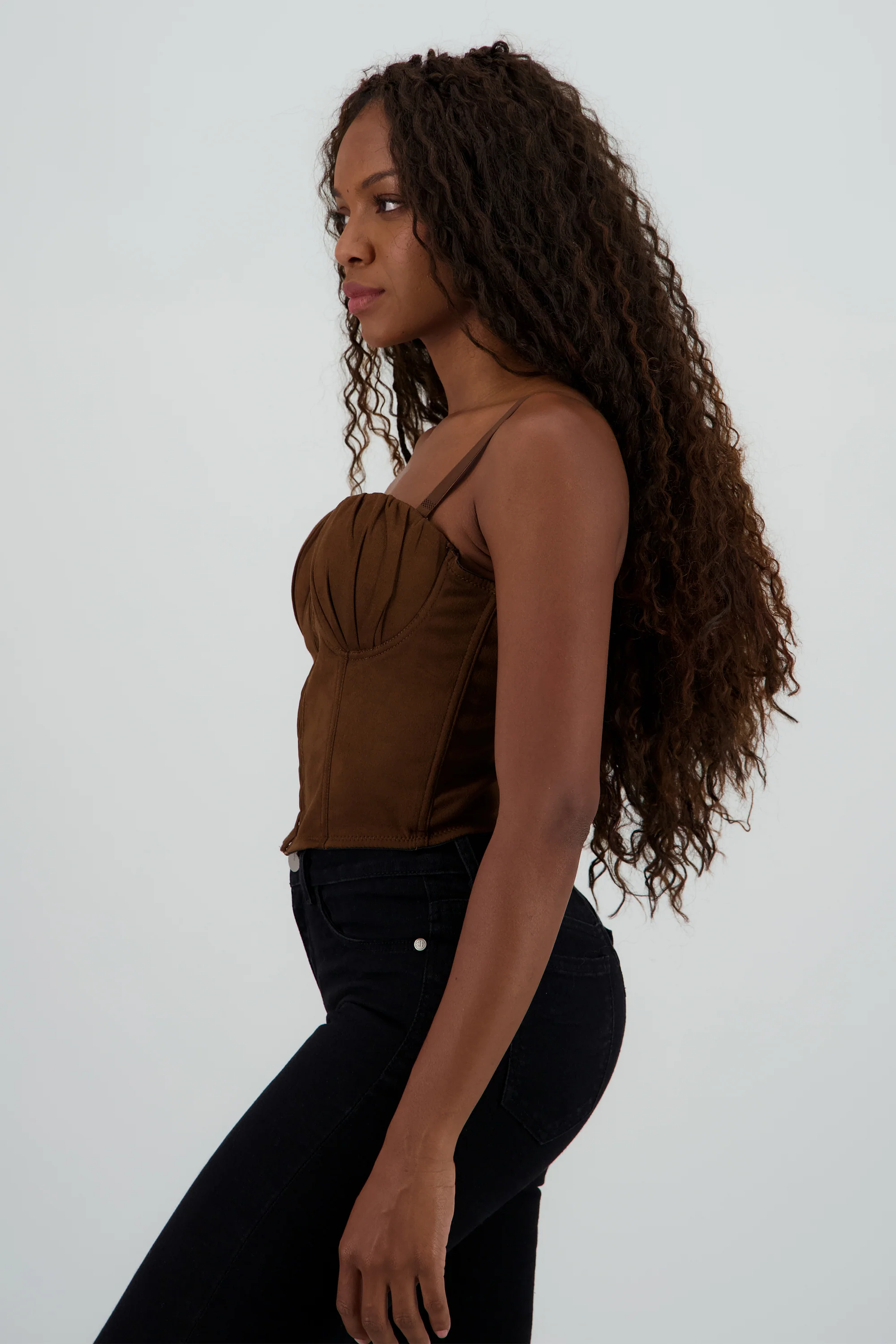 Corset de suede detalle plisado en copas - Image 3