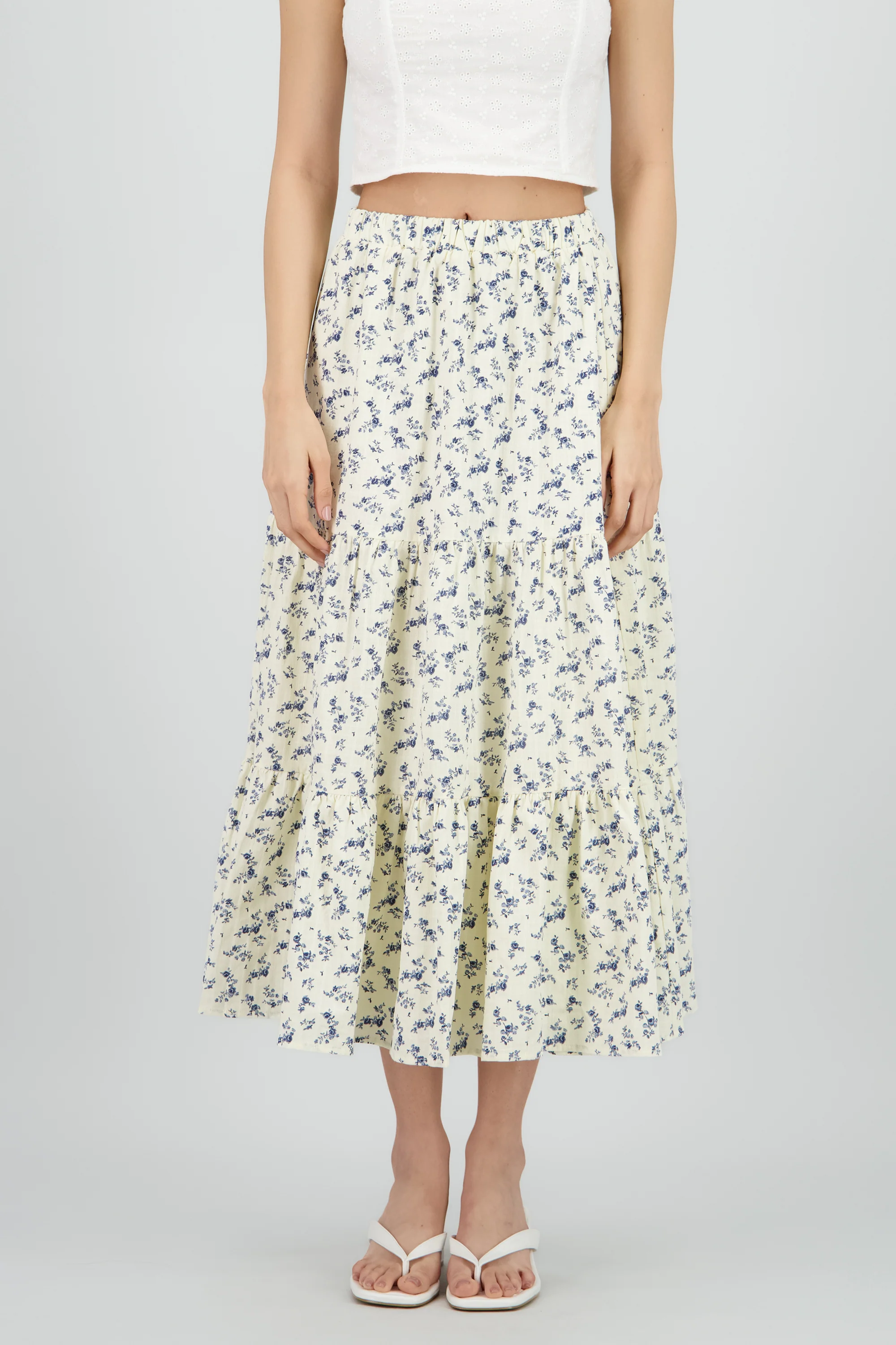Falda maxi flores textura - Image 2
