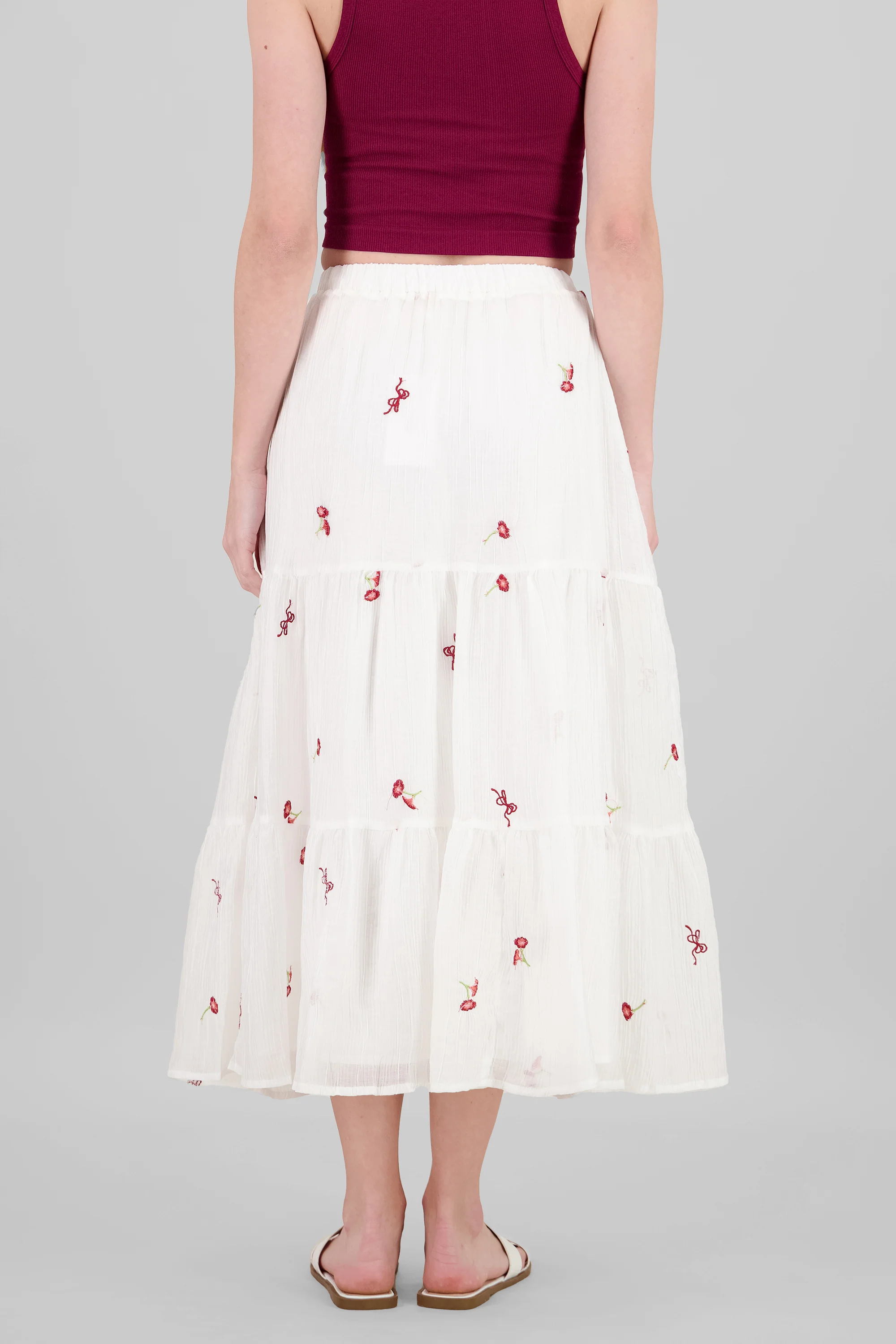Falda midi bordado flores - Image 4