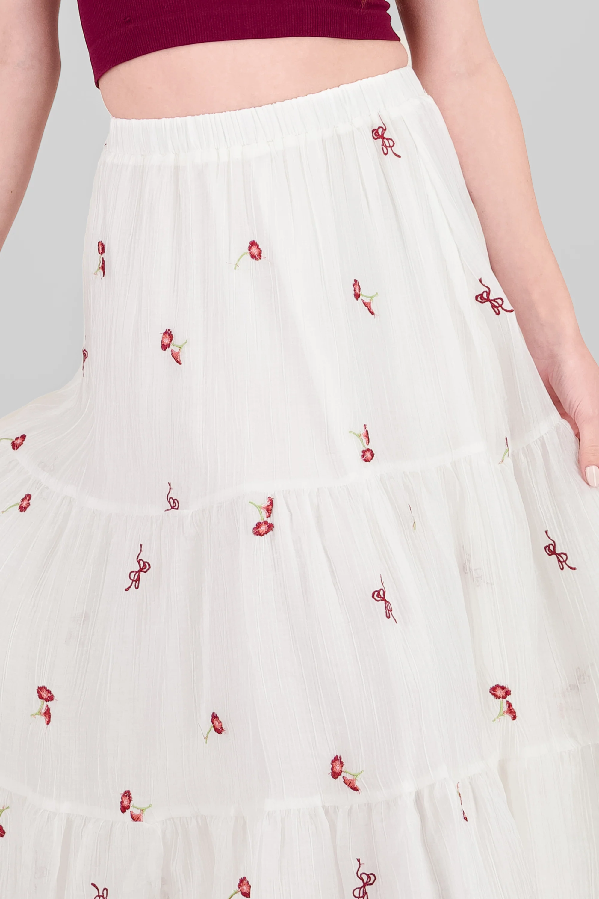 Falda midi bordado flores - Image 5