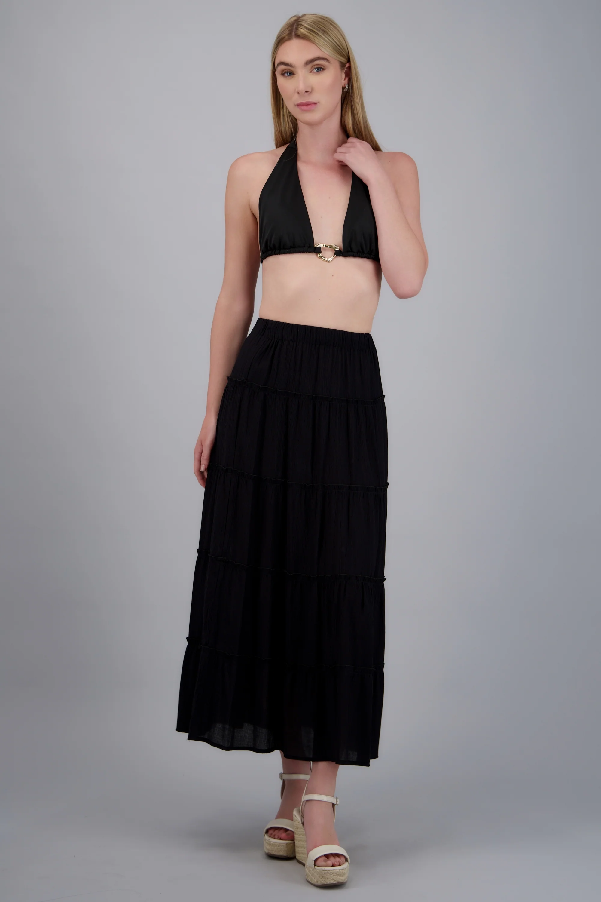Falda midi cortes ligera