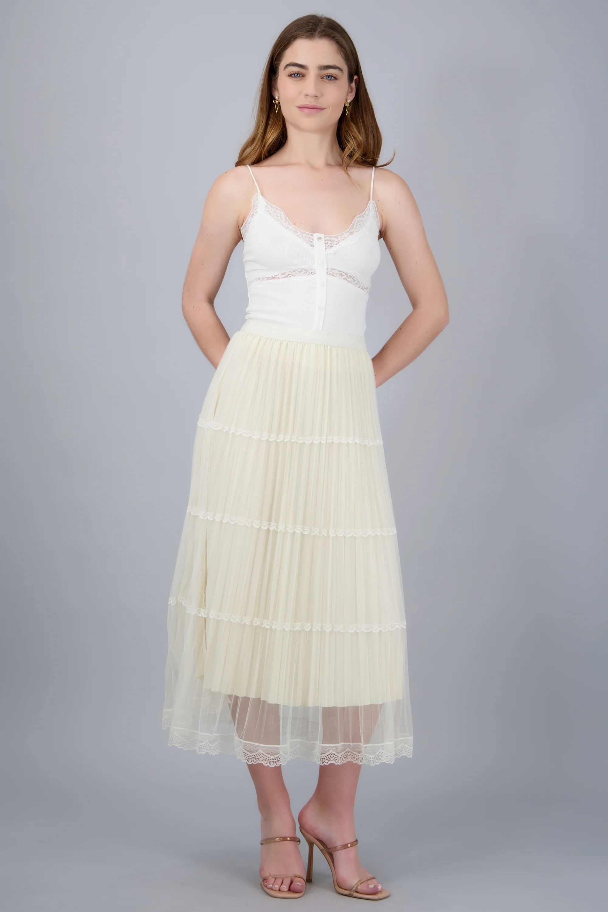 Falda midi cortes plisada - Image 2