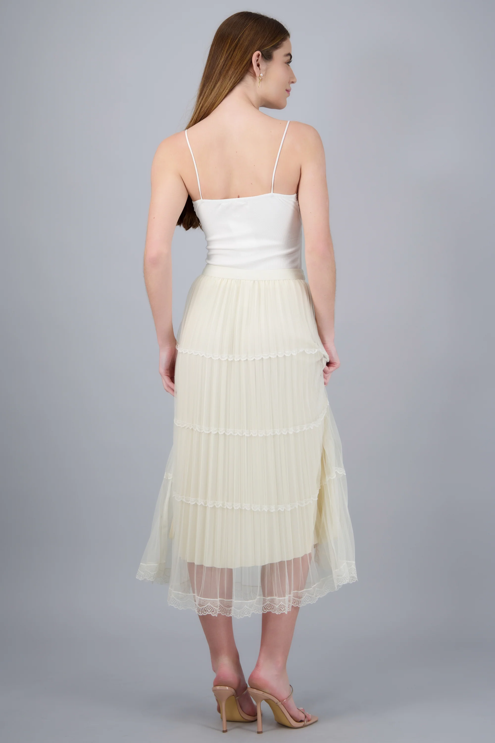 Falda midi cortes plisada - Image 4