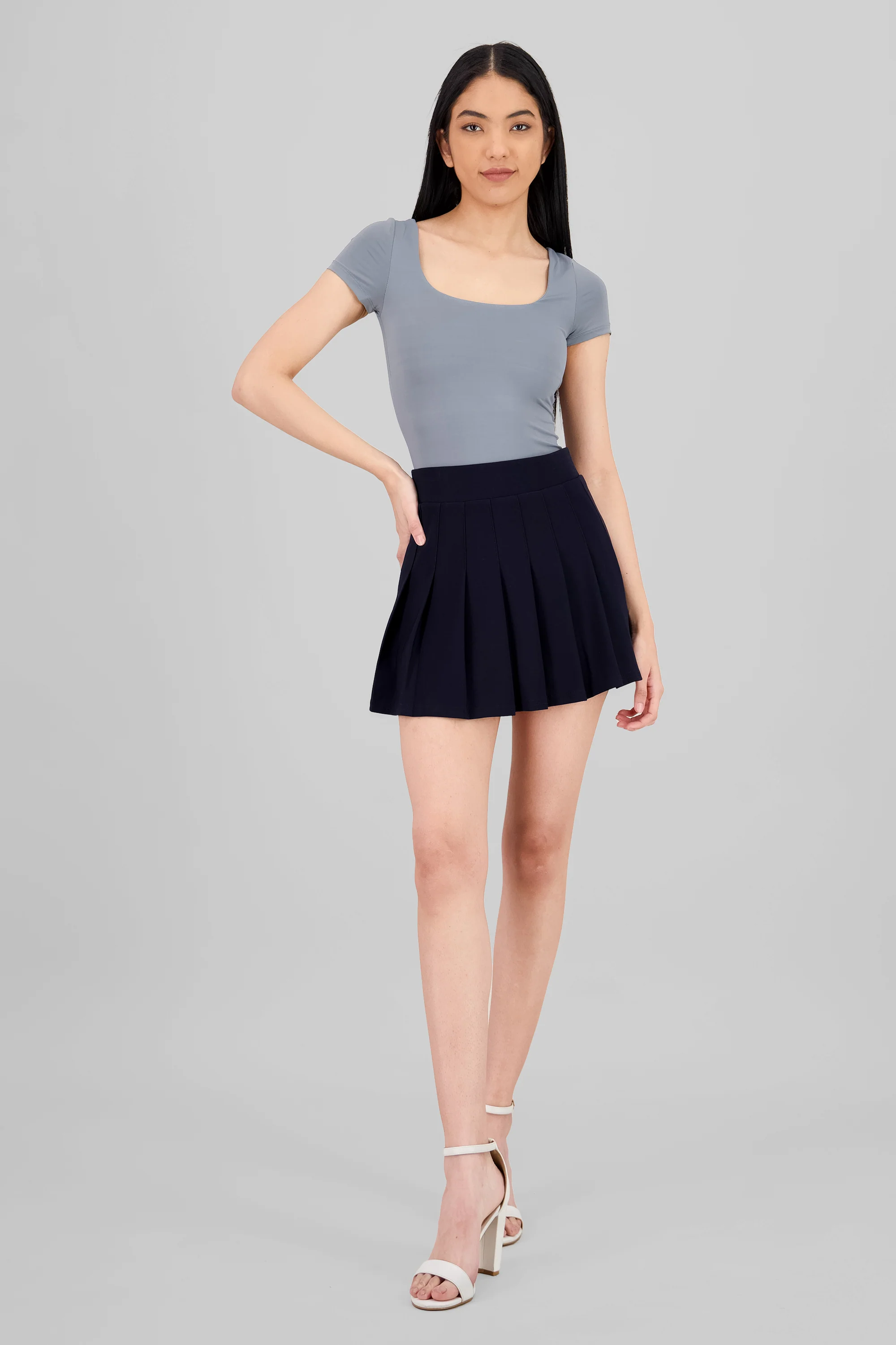 Falda Mini Tableada Lisa