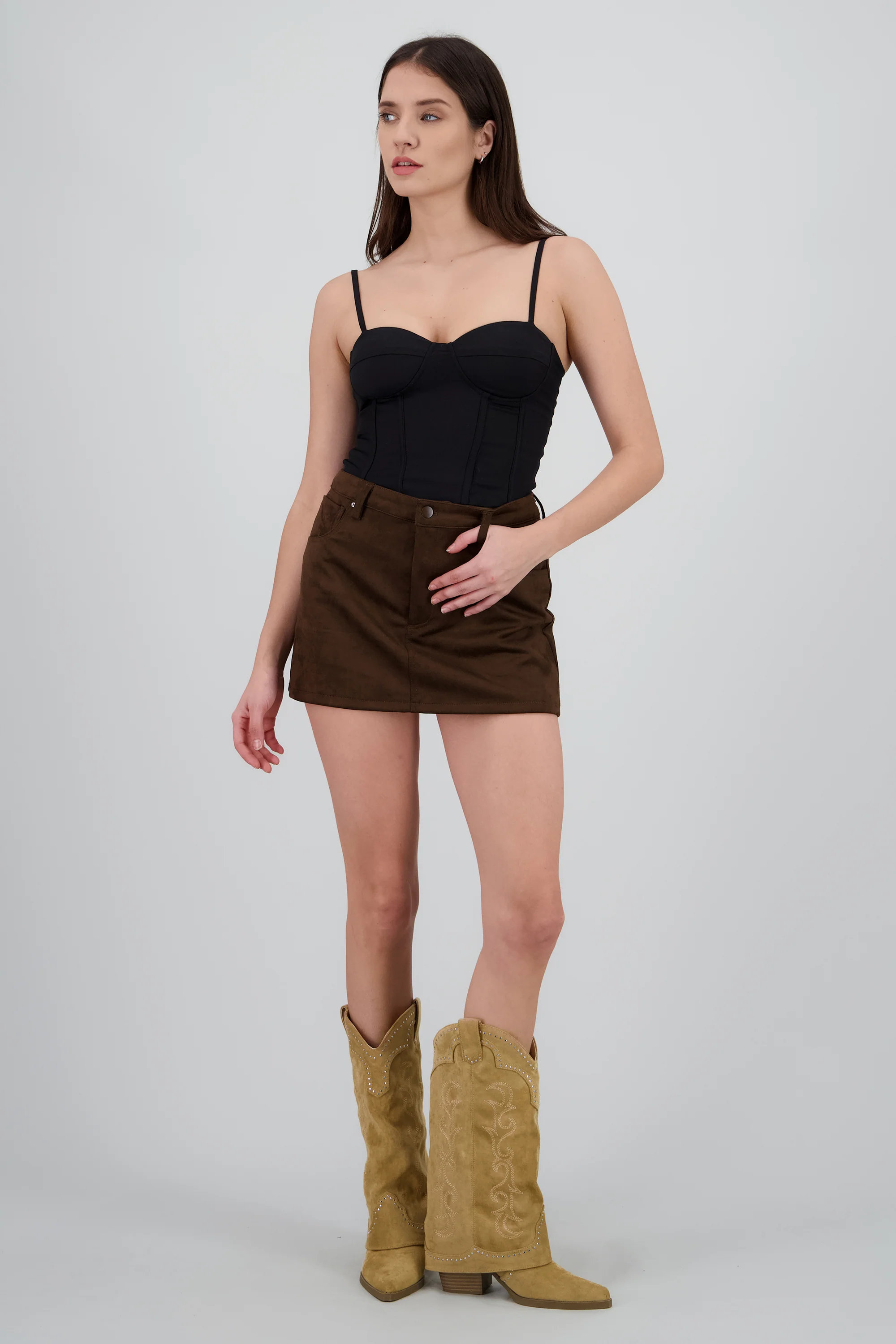 Falda short mini suede
