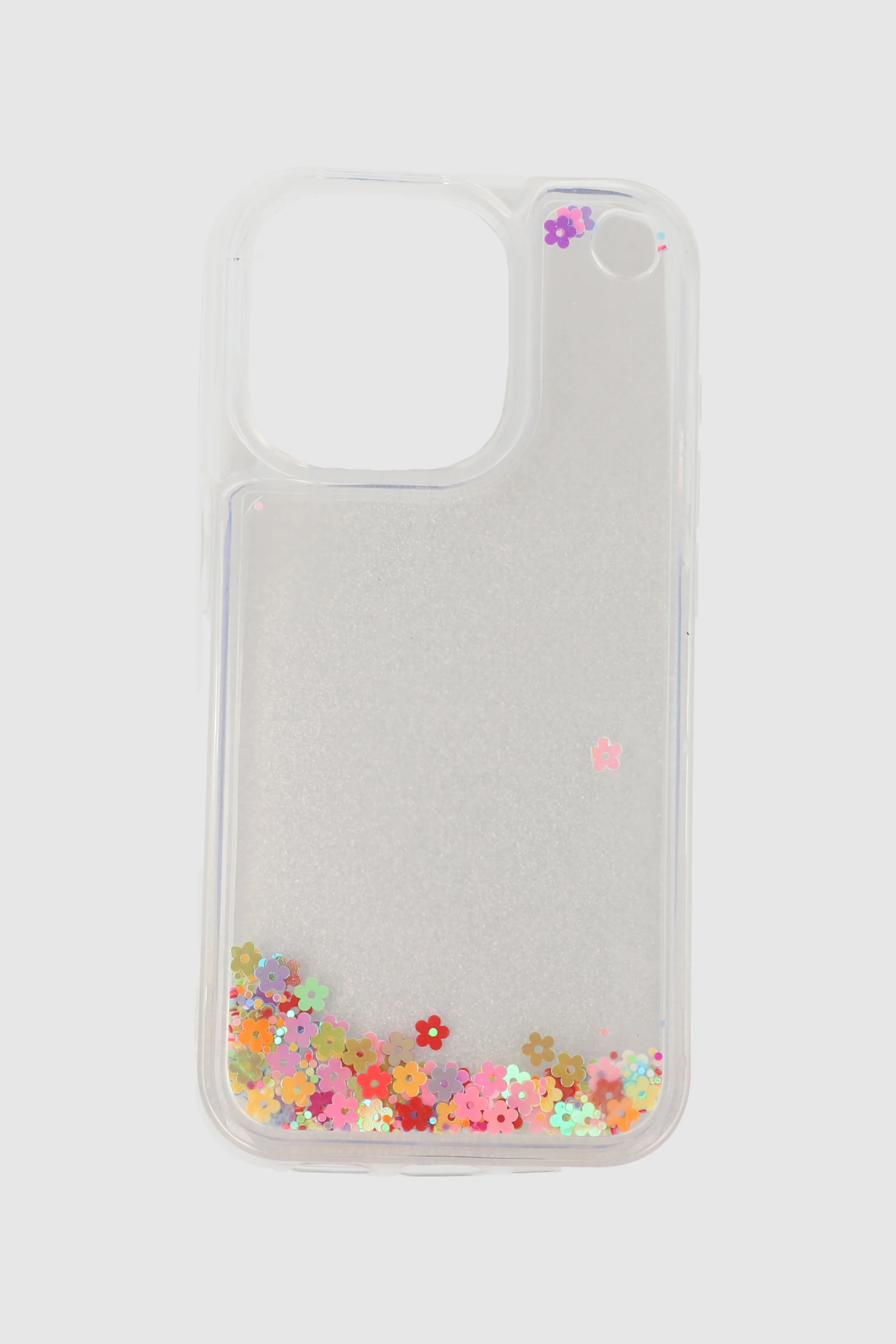 Funda cel i15 pro flitter flores