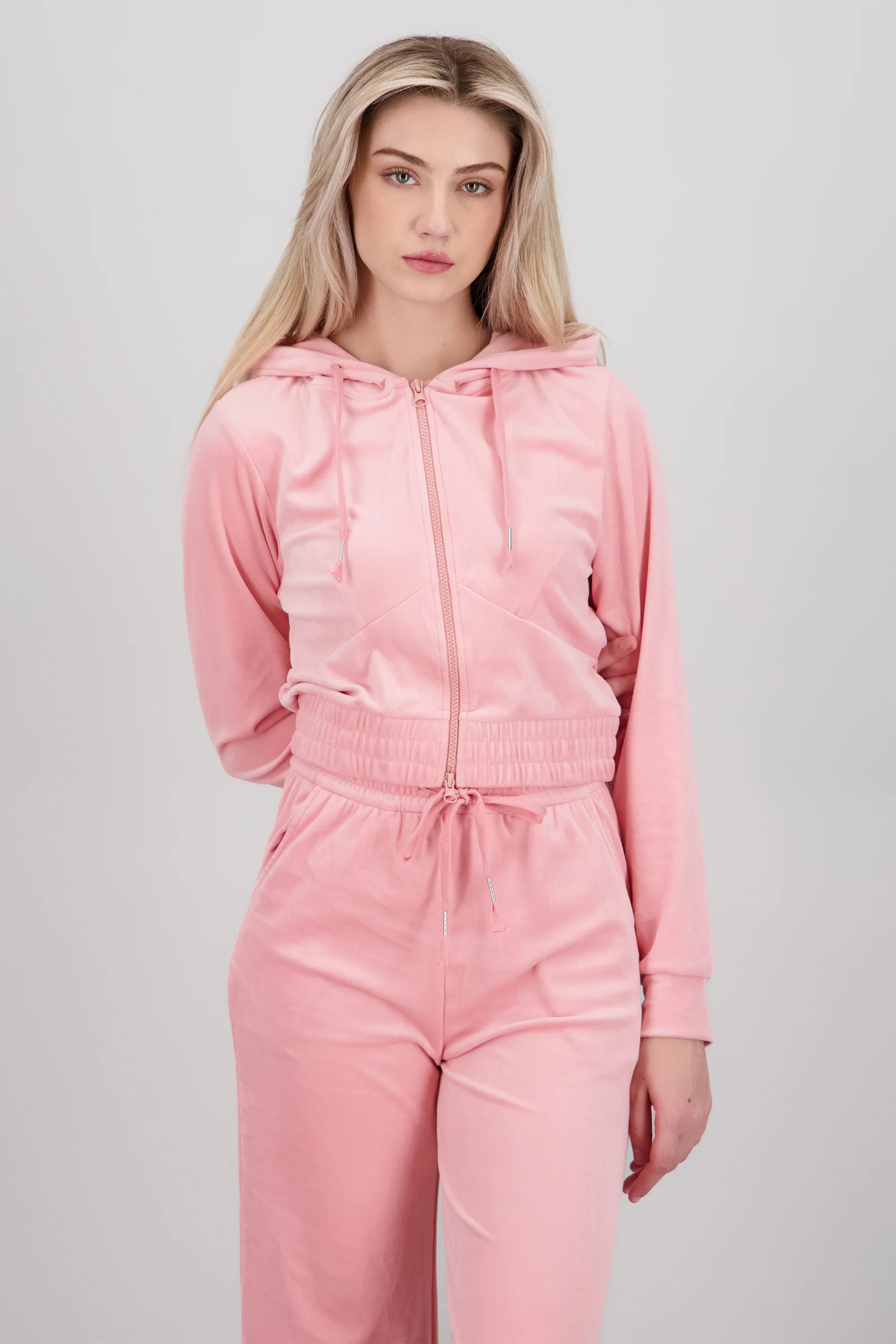 Hoodie velvet cierre