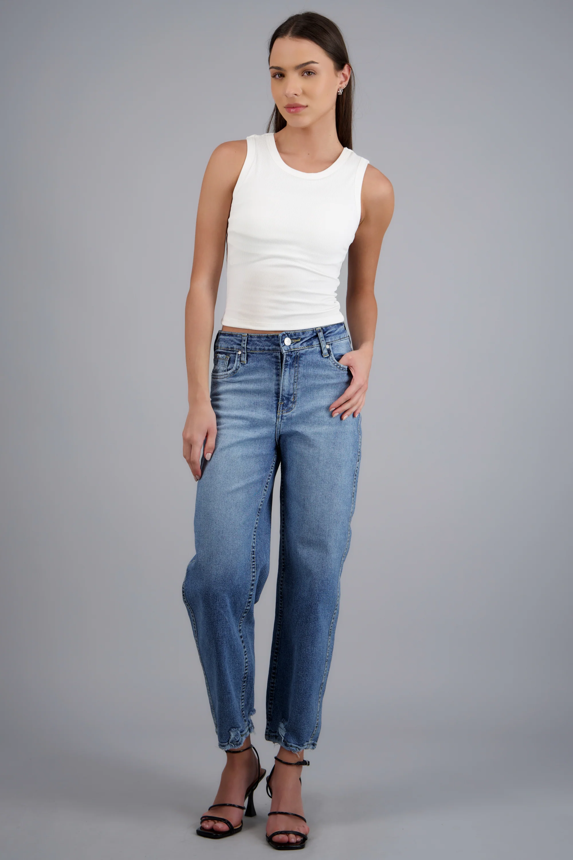 Jeans barrel mid rise