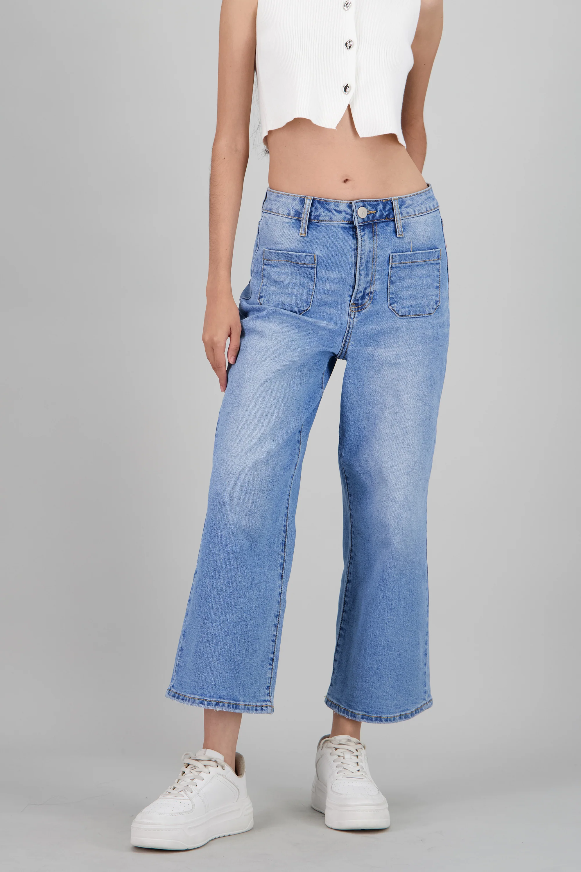 Jeans cropped bolsas delanteras - Image 2