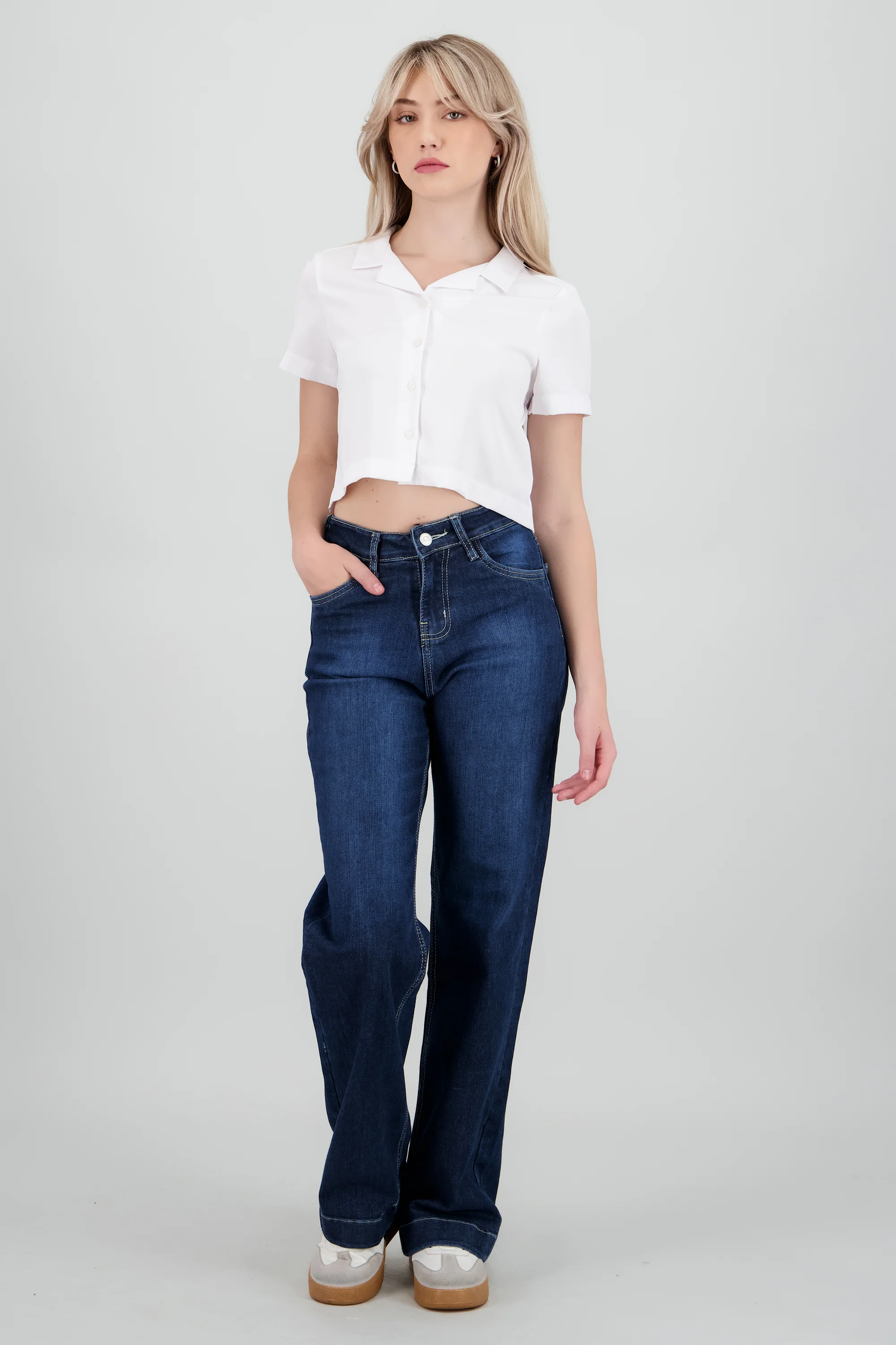 Jeans straight wide dobladillo