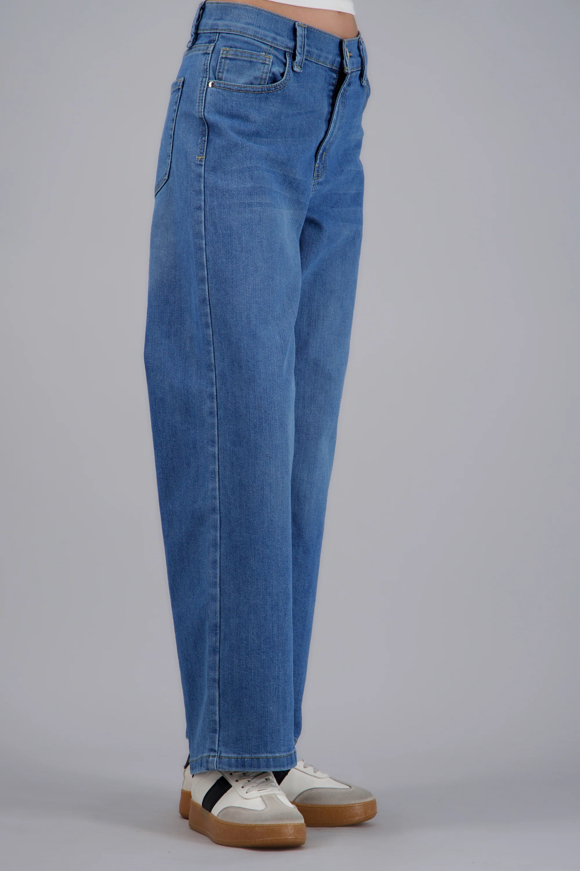 Jeans wide leg básicos desgaste - Image 2