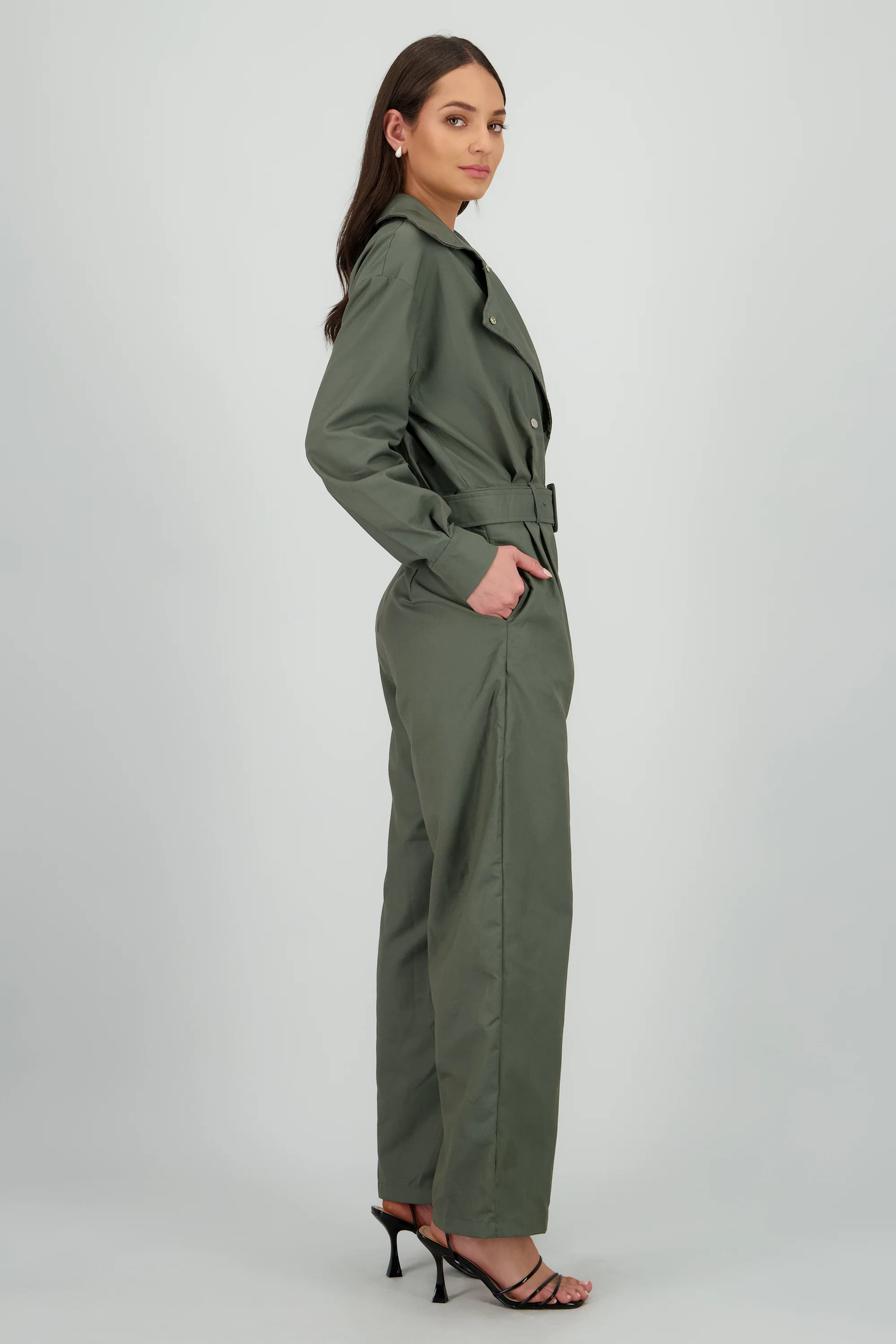 Jumpsuit manga larga cuello biker - Image 3