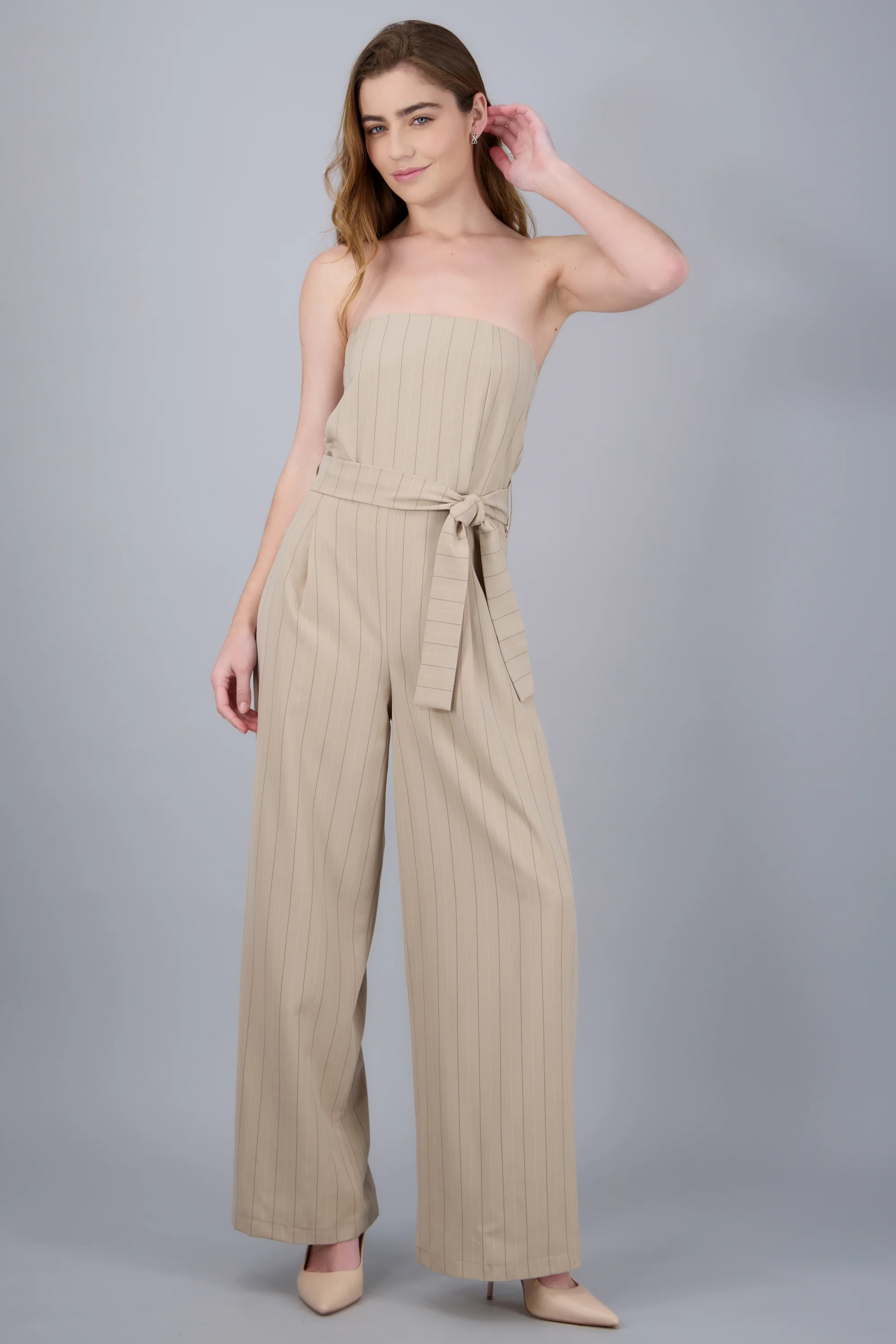 Jumpsuit rayas strapless