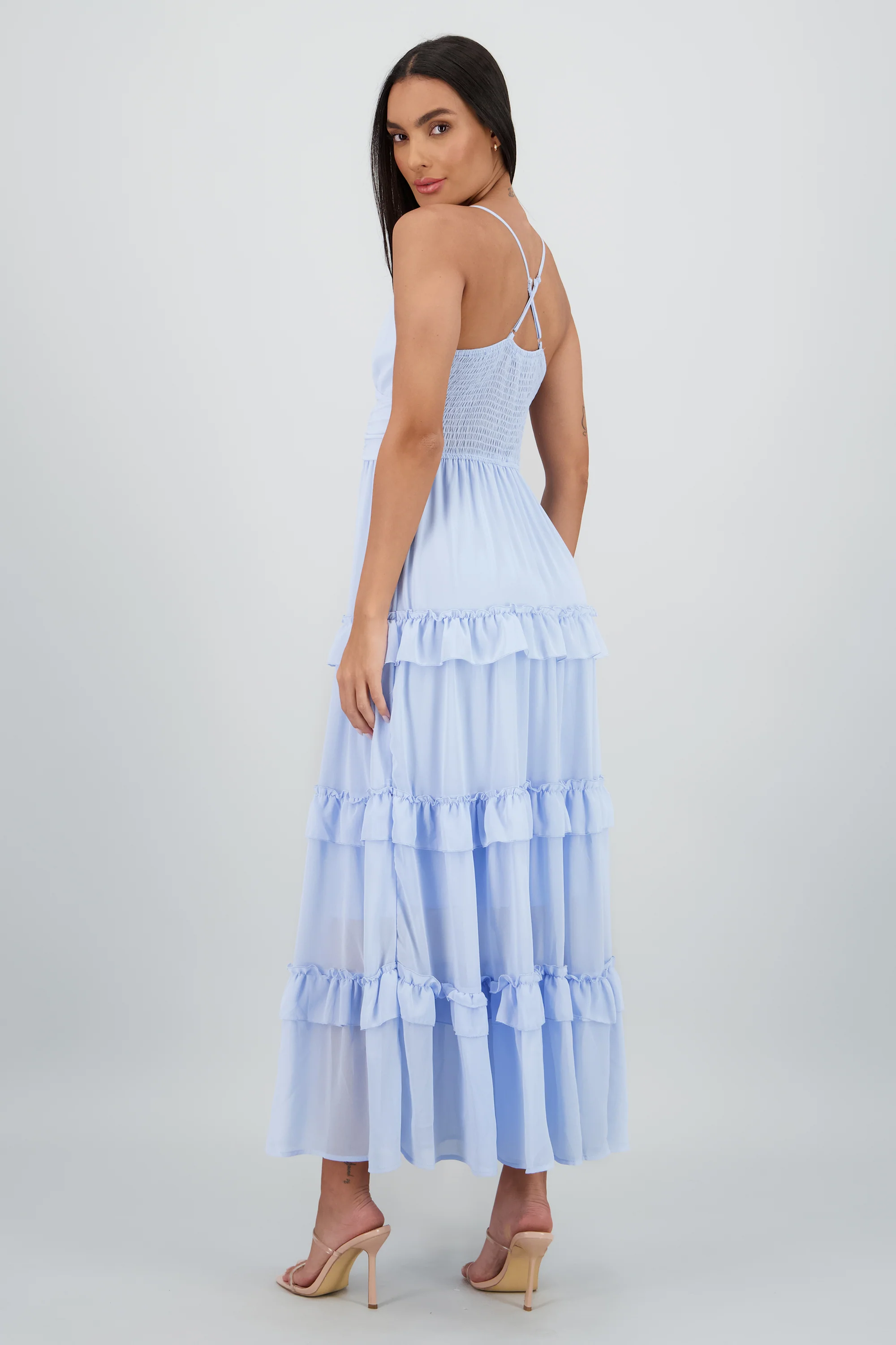 Maxi vestido con volumen y olanes - Image 4