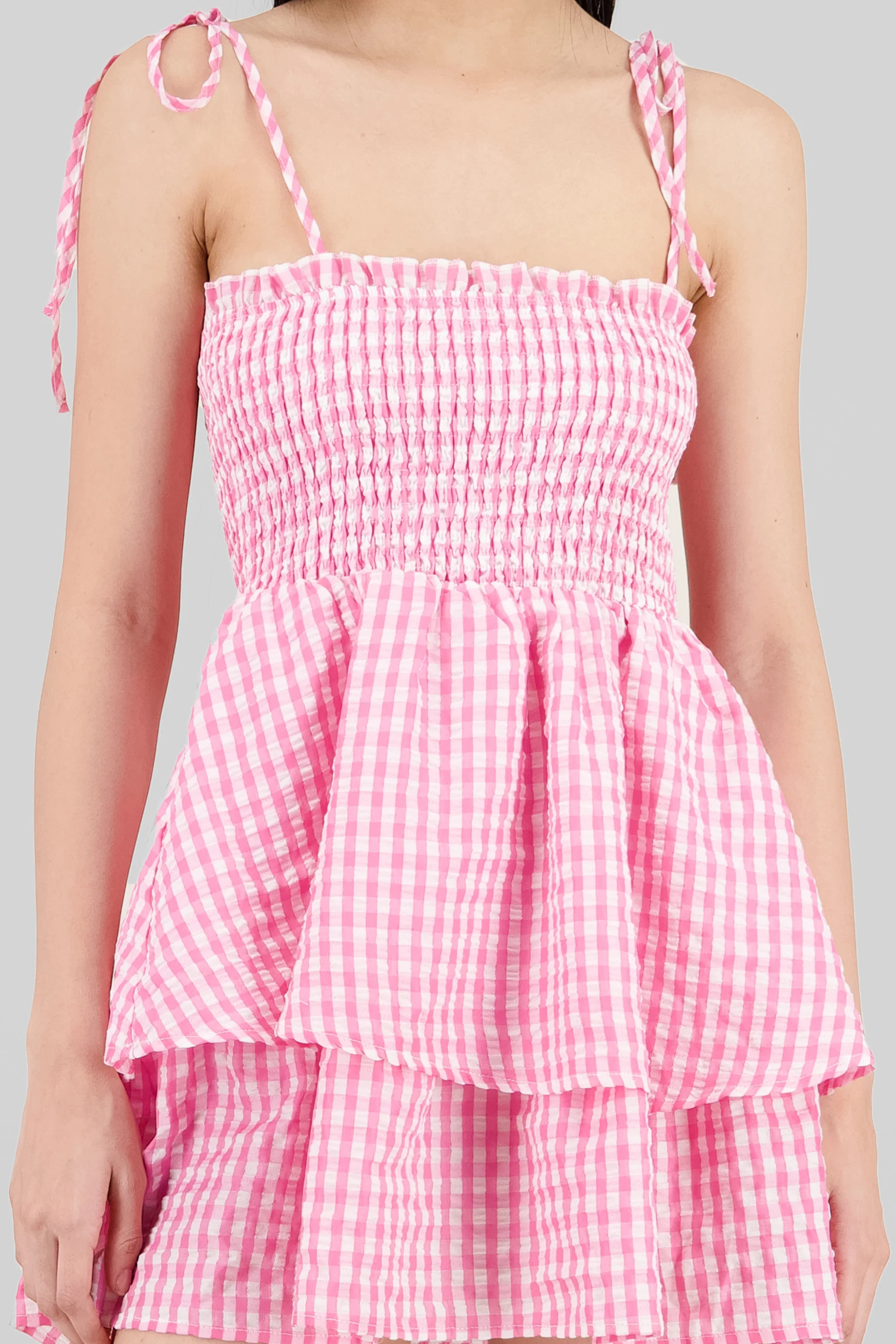 Mini vestido smock cuadros - Image 5
