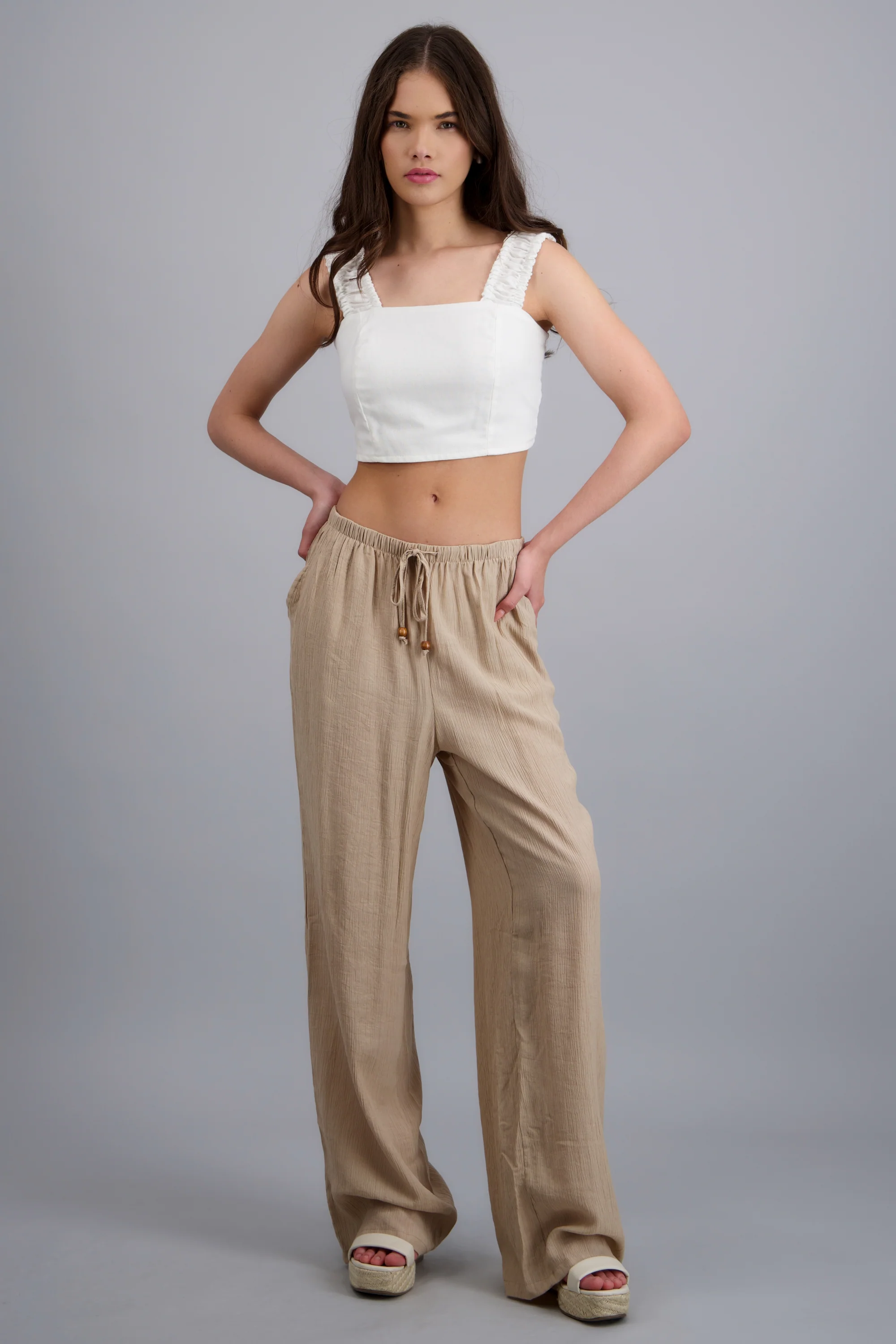 Pantalon amplio jareta detalle cuentas - Image 3