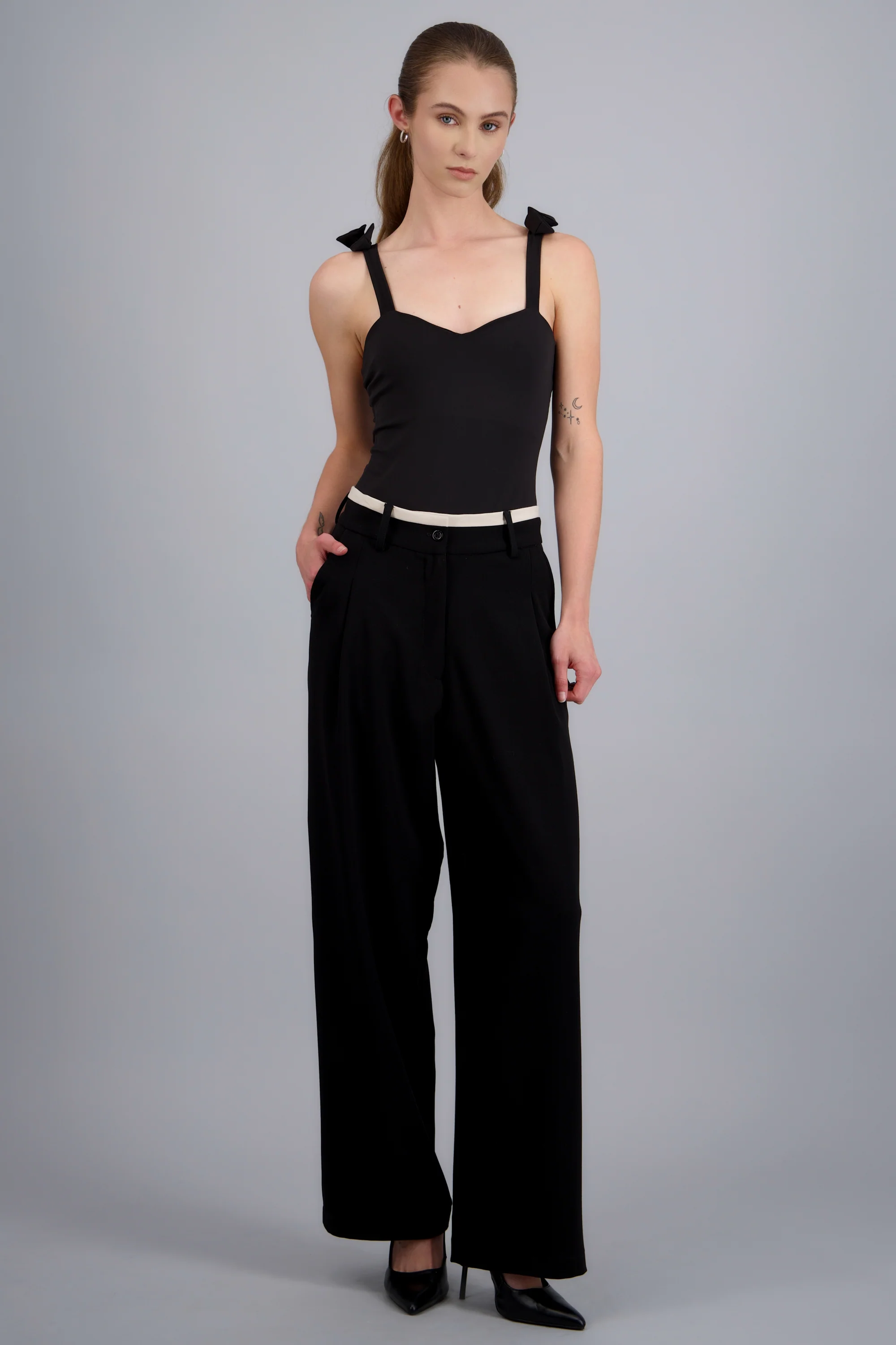 Pantalon contraste pinzas - Image 3