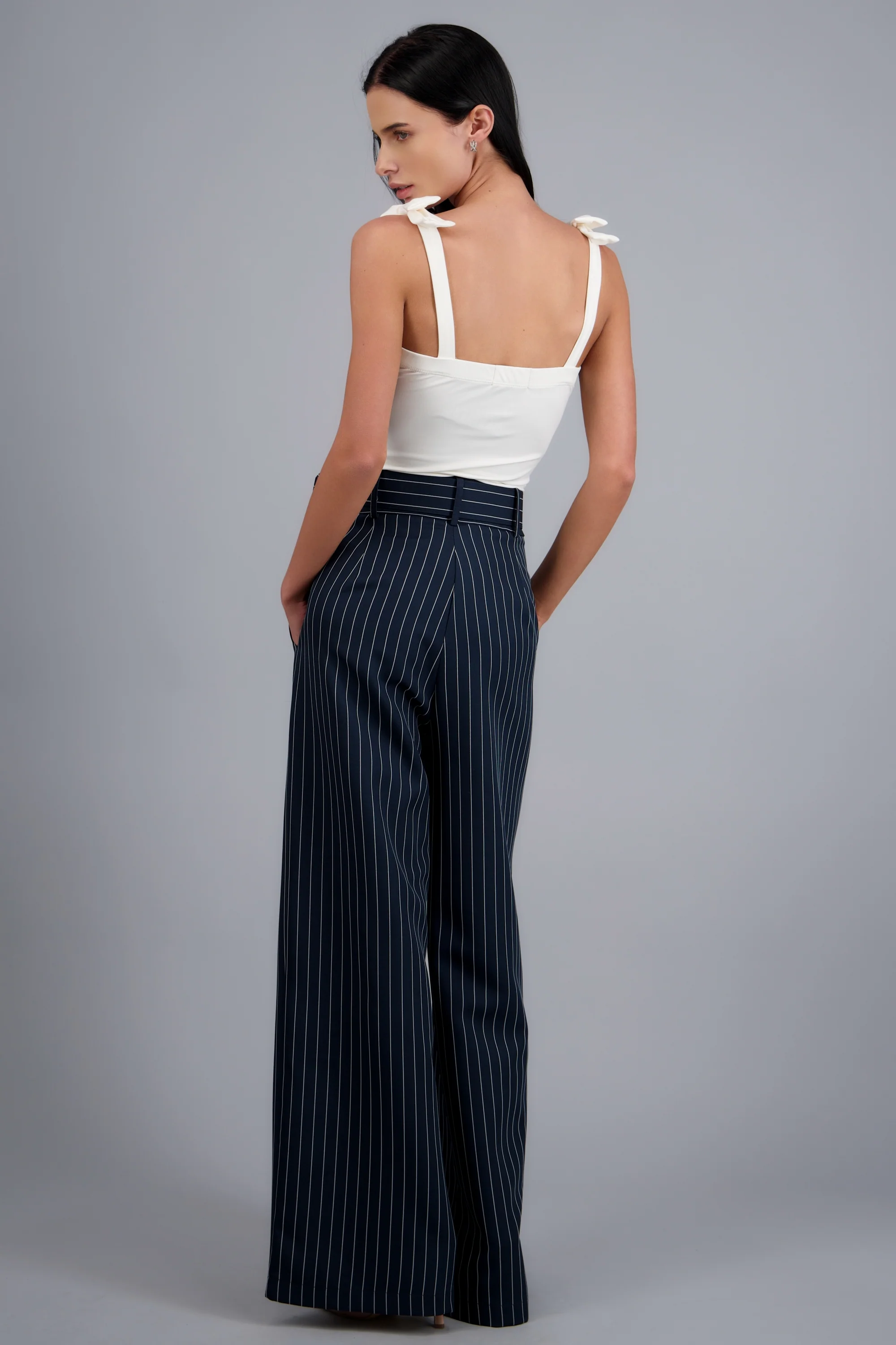 Pantalon estampado rayas cinturon - Image 4