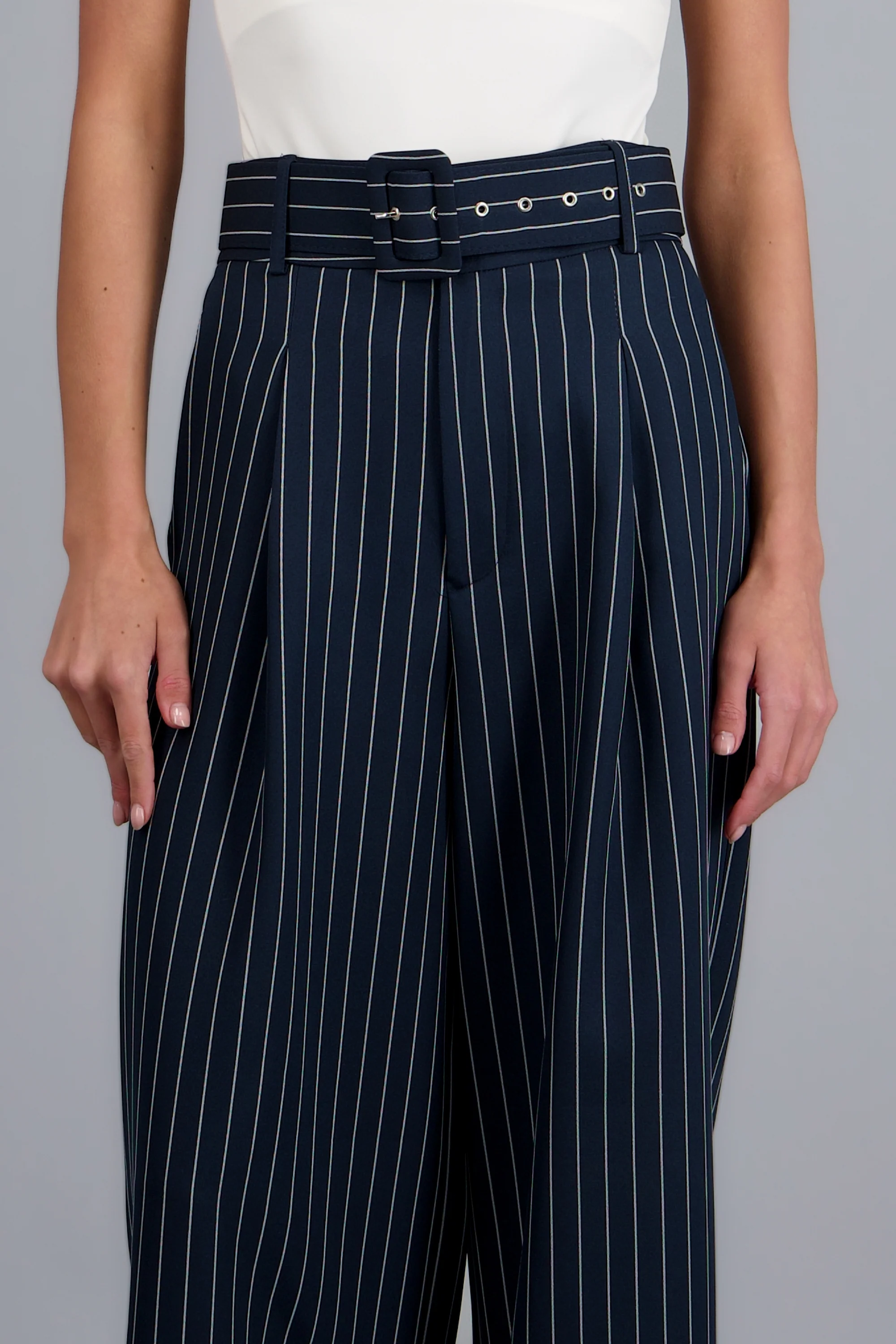 Pantalon estampado rayas cinturon - Image 5