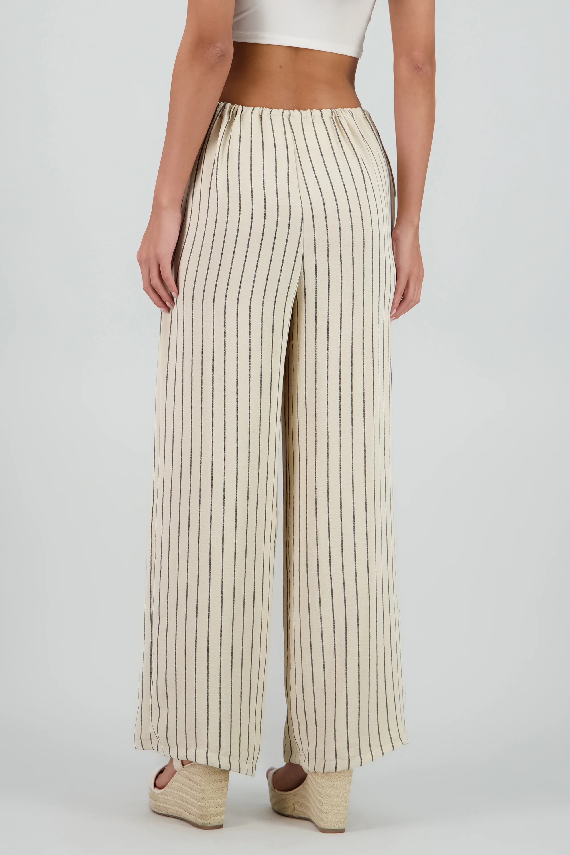 Pantalon fluido con jareta rayas - Image 4