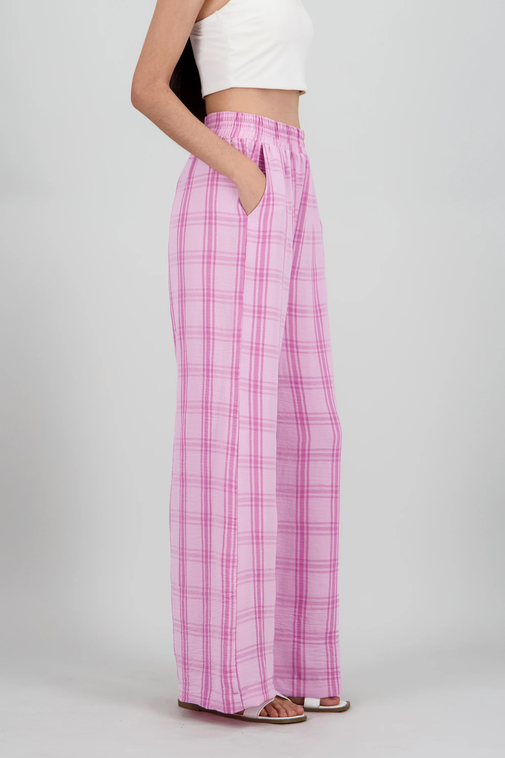 Pantalon fluido estampado cuadros - Image 3