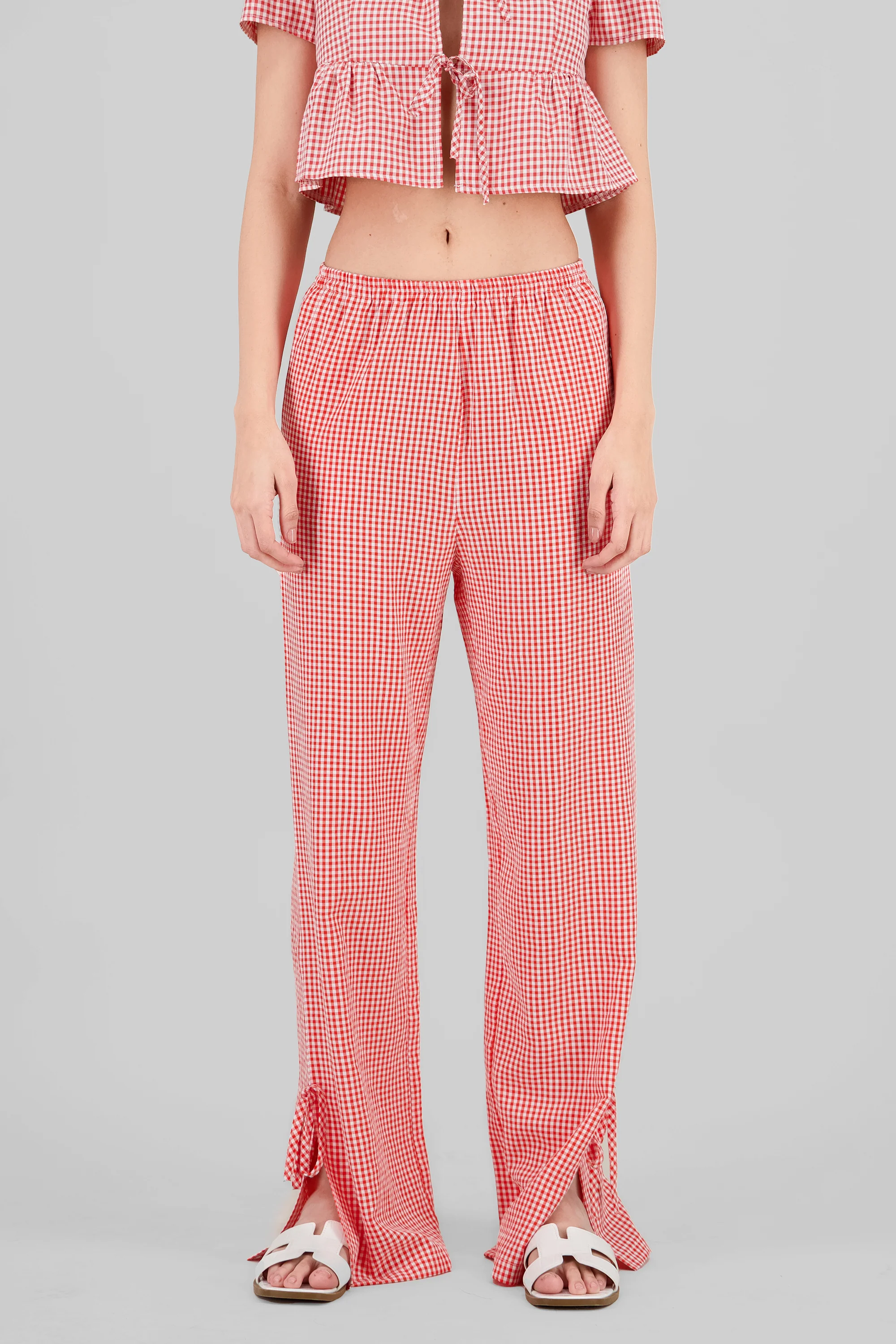Pantalon recto cuadros detalle moño - Image 2