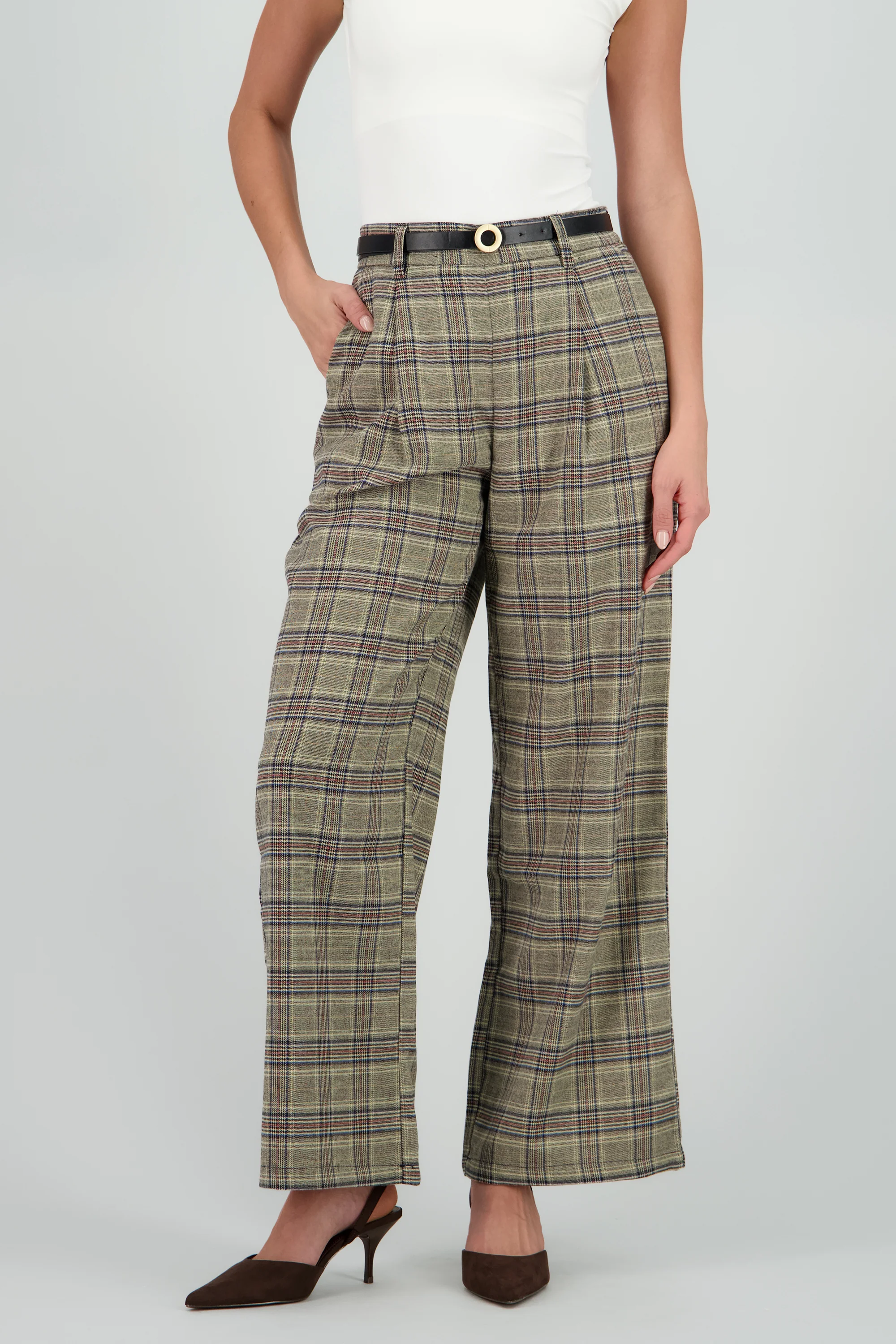 Pantalon recto cuadros detalle pinzas - Image 2