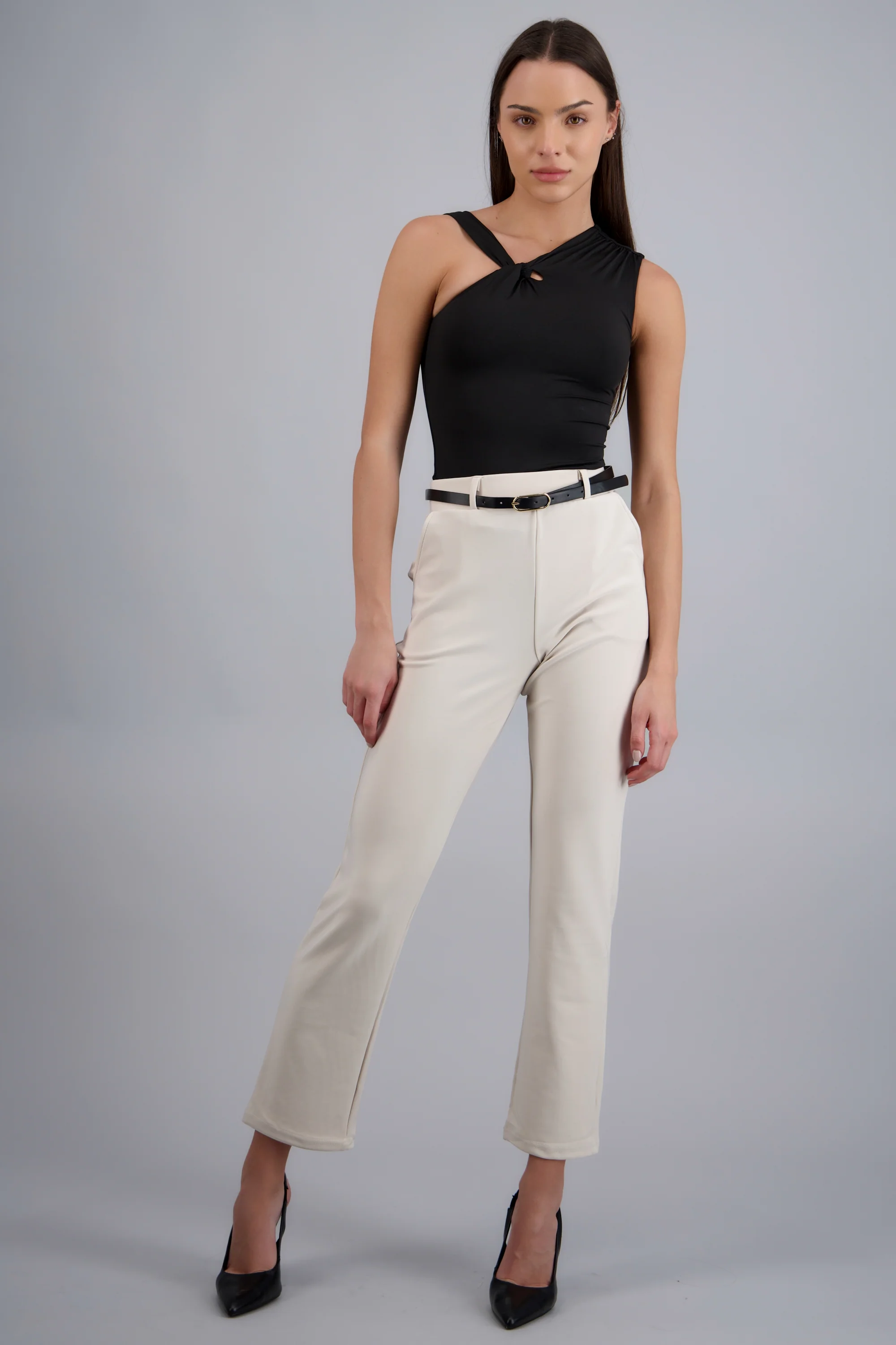 Pantalón Recto Liso Cinturón - Image 2