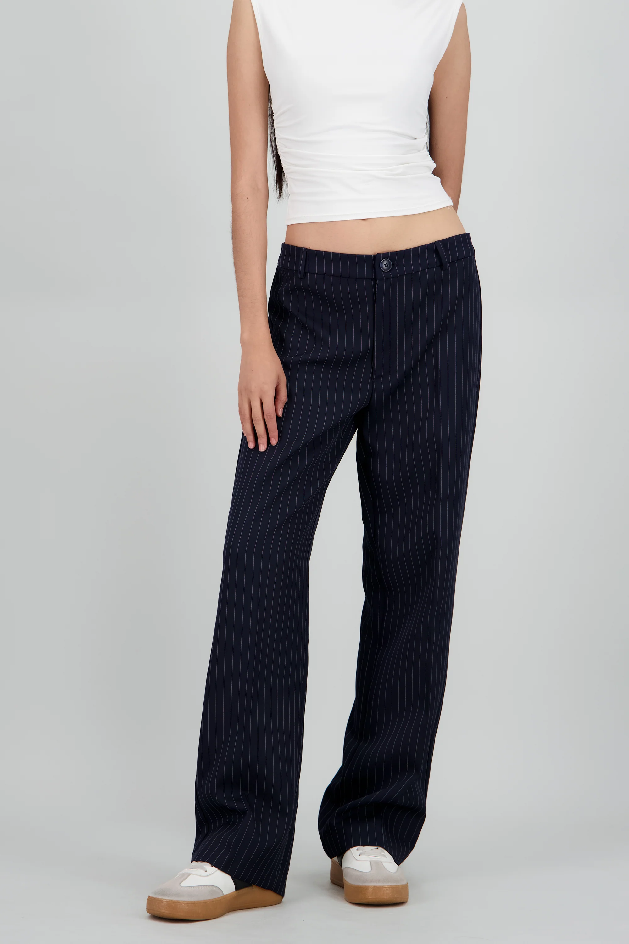 Pantalon recto rayas detalle presillas - Image 2
